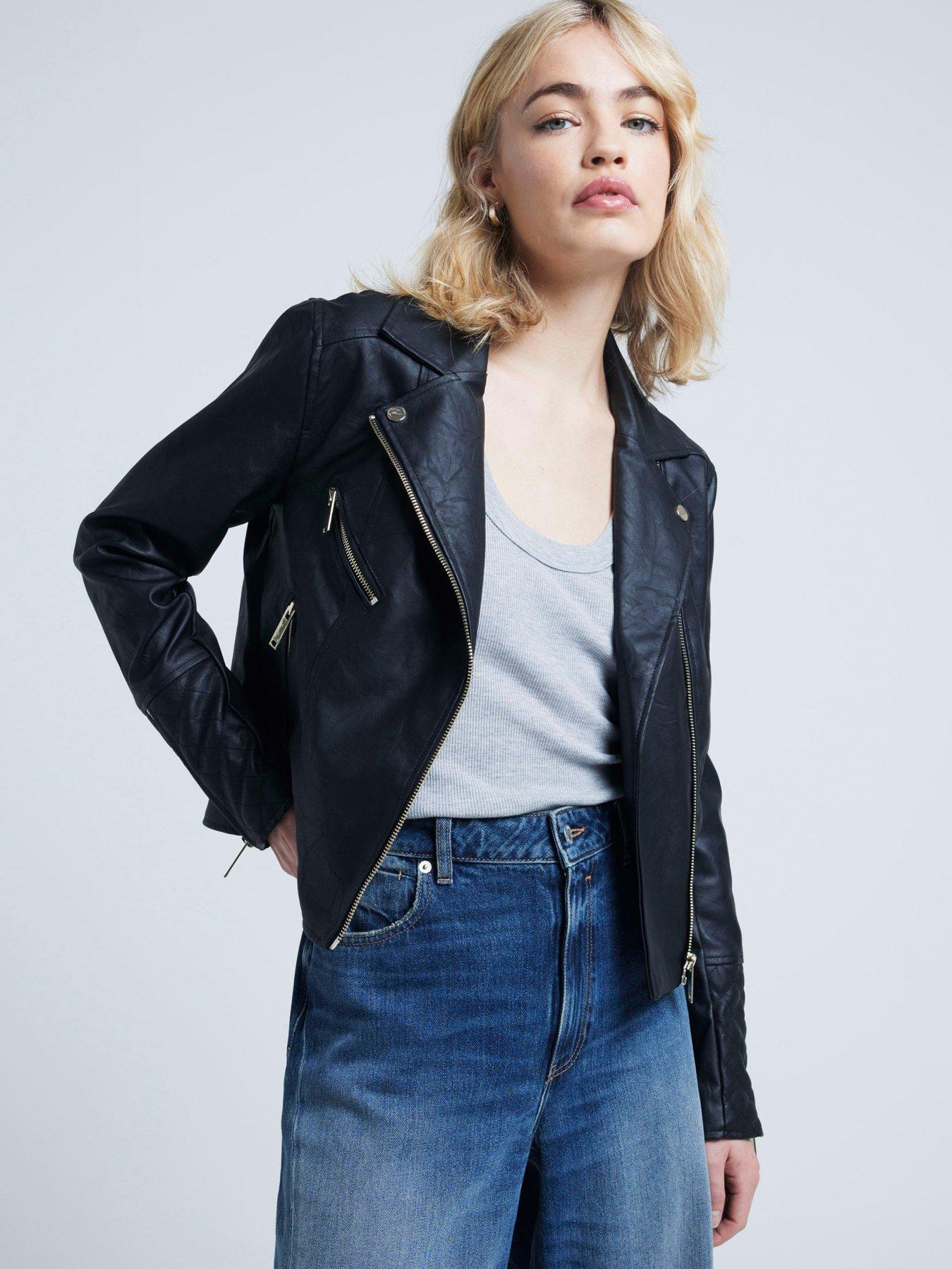 undefined Diamond Quilt Biker Jacket - Black