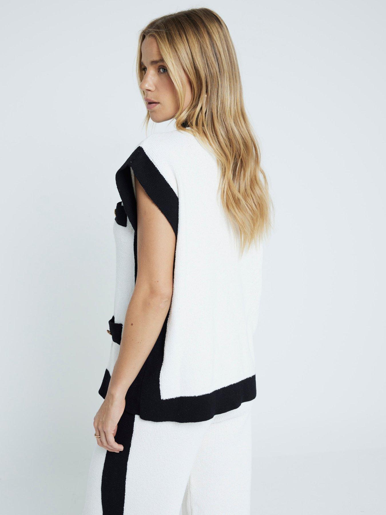  image of river-island-tipped-waistcoat-cream