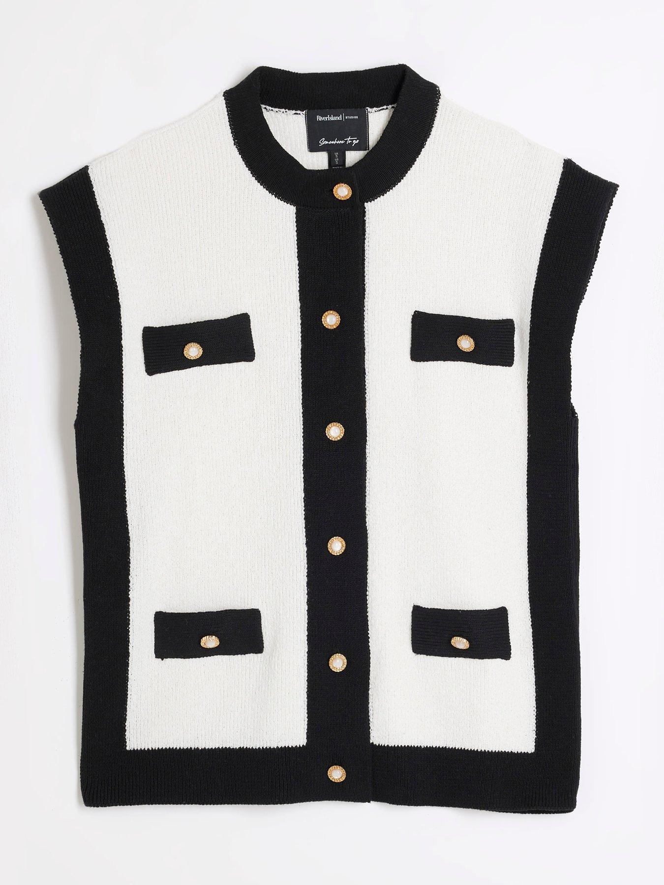  image of river-island-tipped-waistcoat-cream