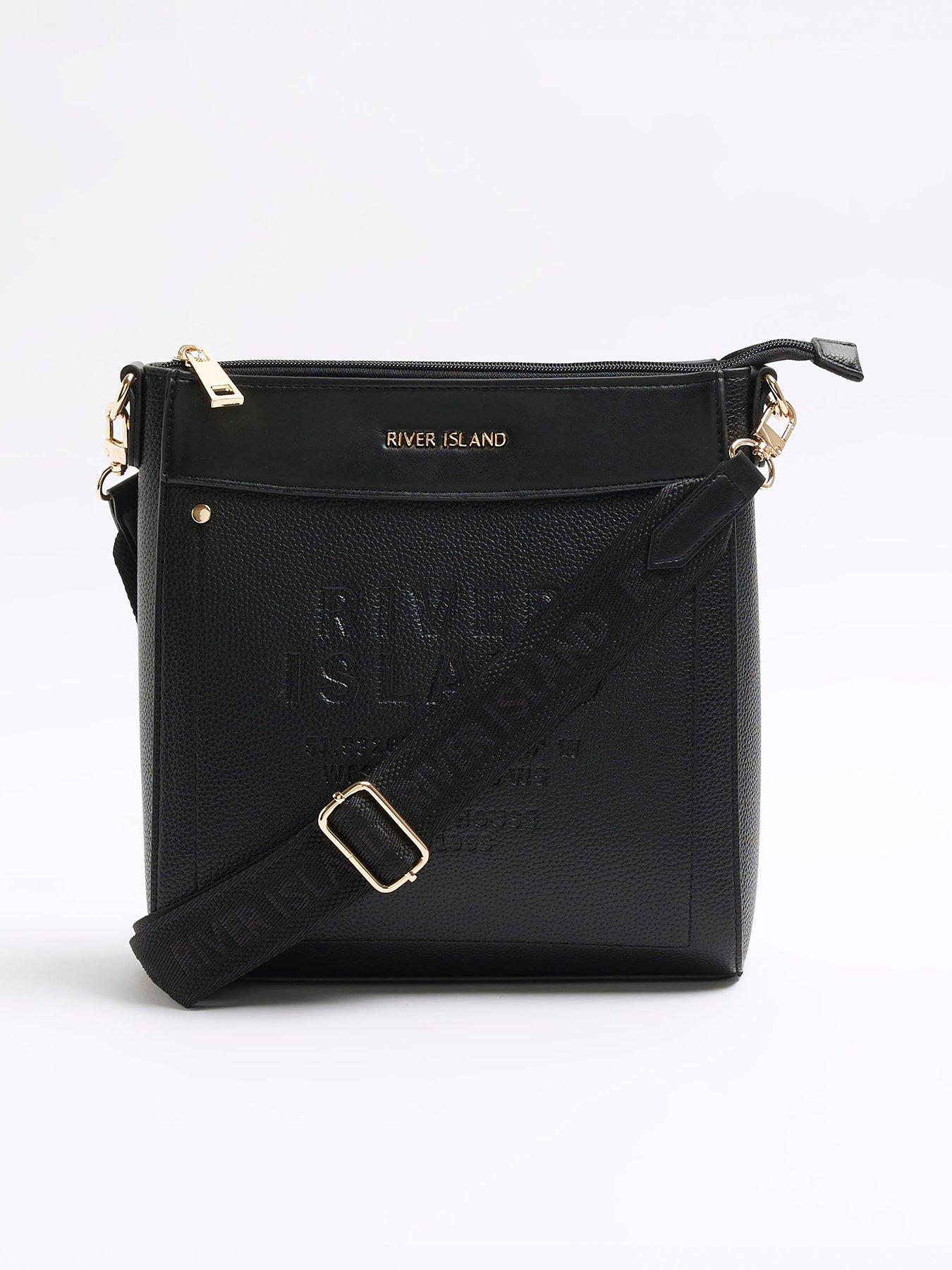 River Island Debossed Messenger Bag Black Littlewoods