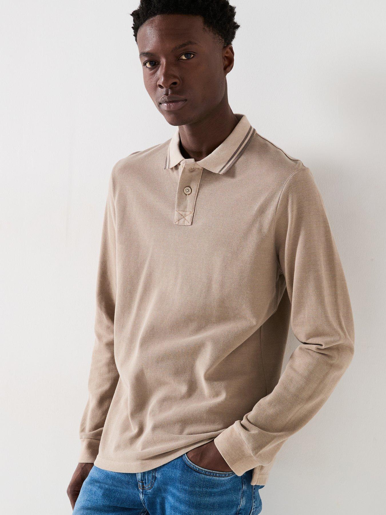 undefined Garment Dyed Longsleeve Pique Polo - Stone