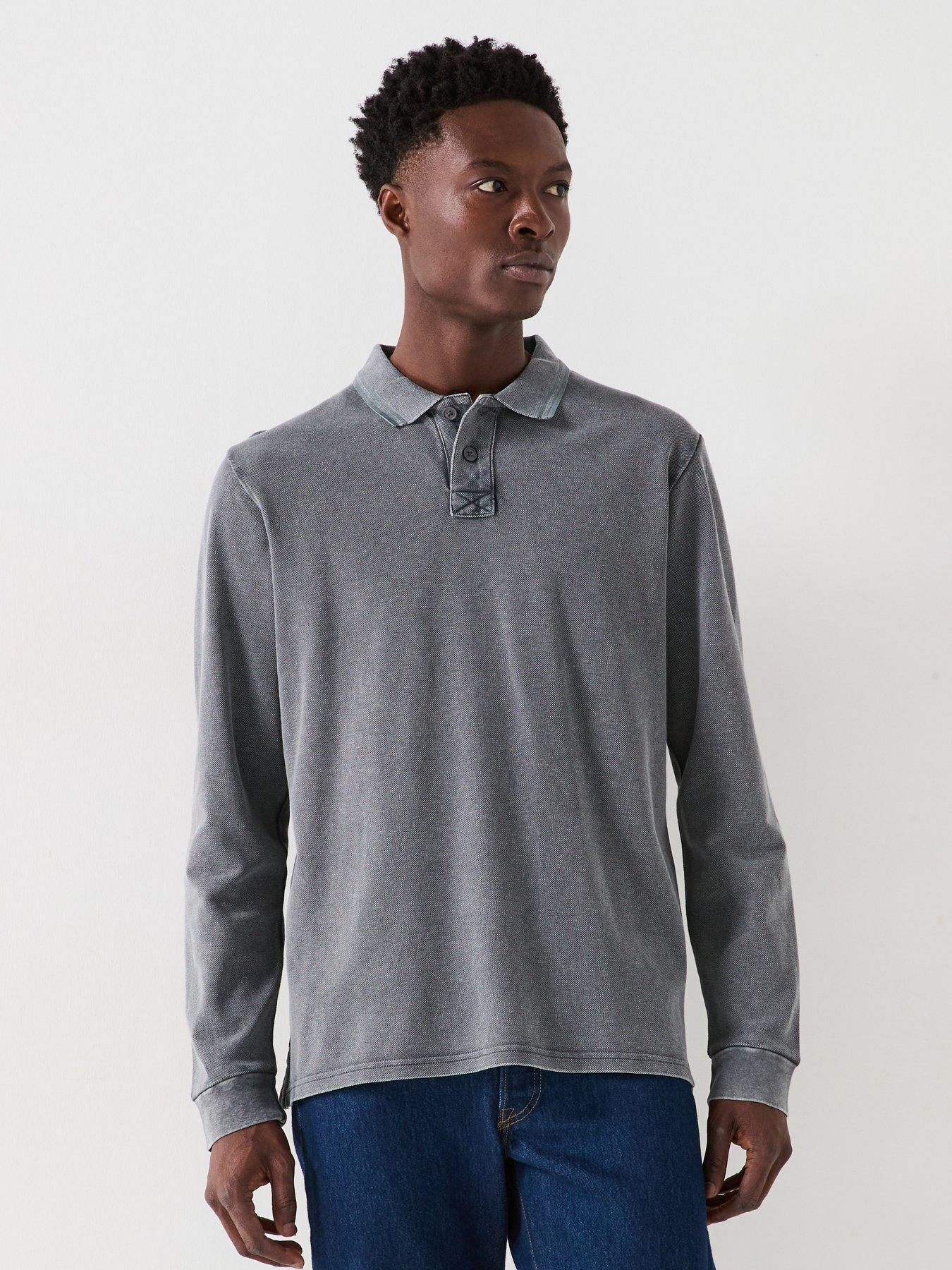 undefined Garment Dyed Longsleeve Pique Polo - Dark Grey