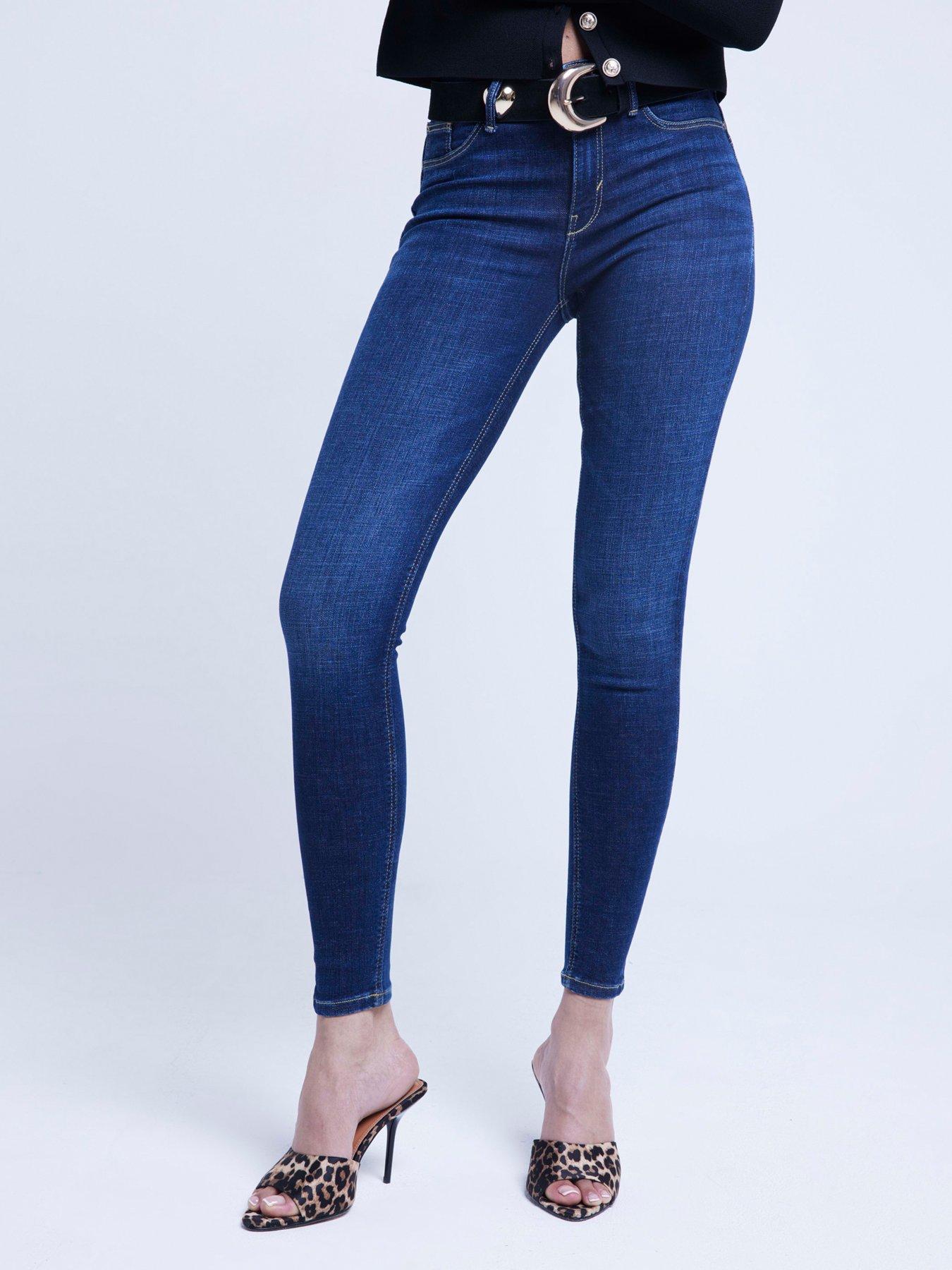 undefined Midi Rise Skinny Sculpt Jean - Dark Denim - Blue