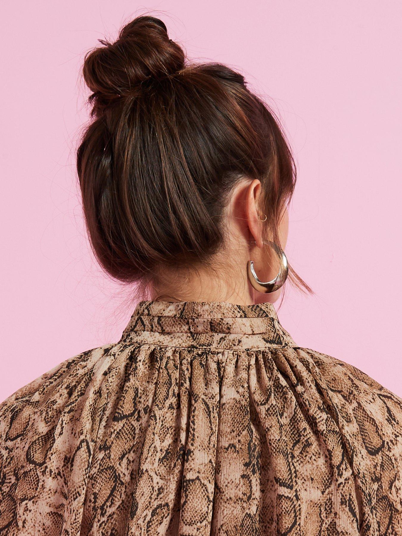 Image 4 of 6 of V by Very Snake Printed Volume Sleeve Sheer Blouse - Brown