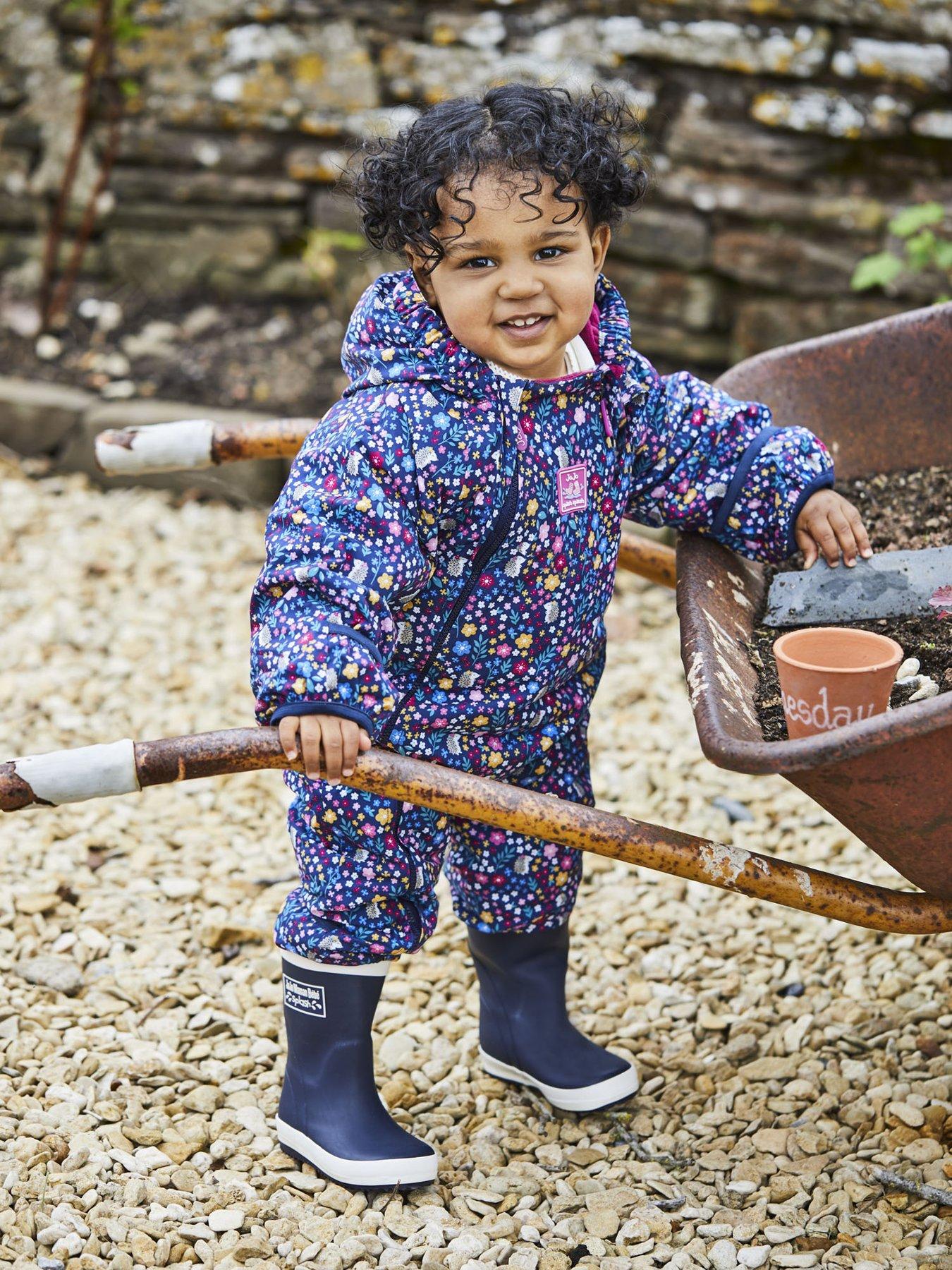  image of jojo-maman-bebe-girls-waterproof-fleece-lined-all-in-one-navy