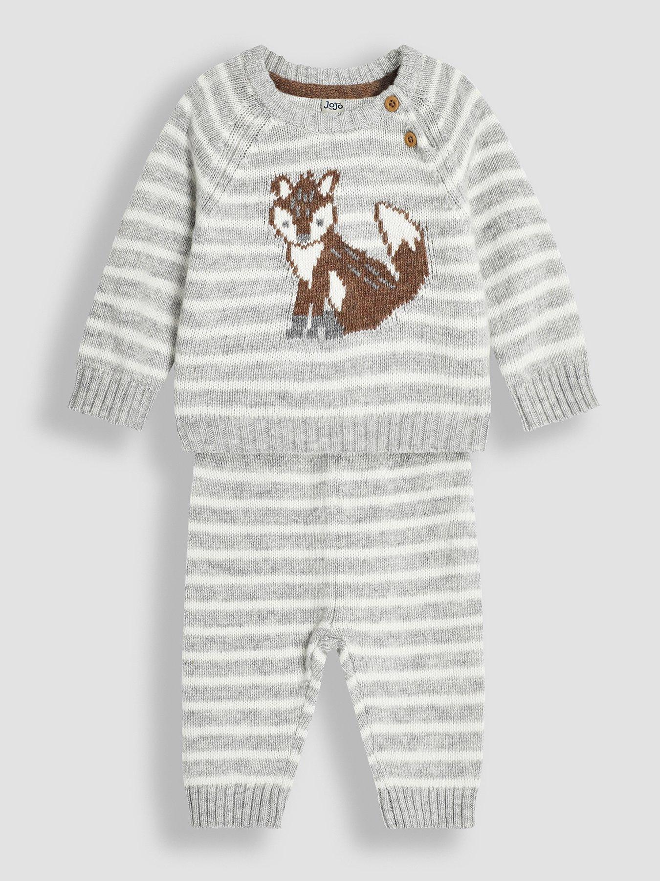 undefined Boys Fox Sweatshirt  &  Rib Legging Set - Grey