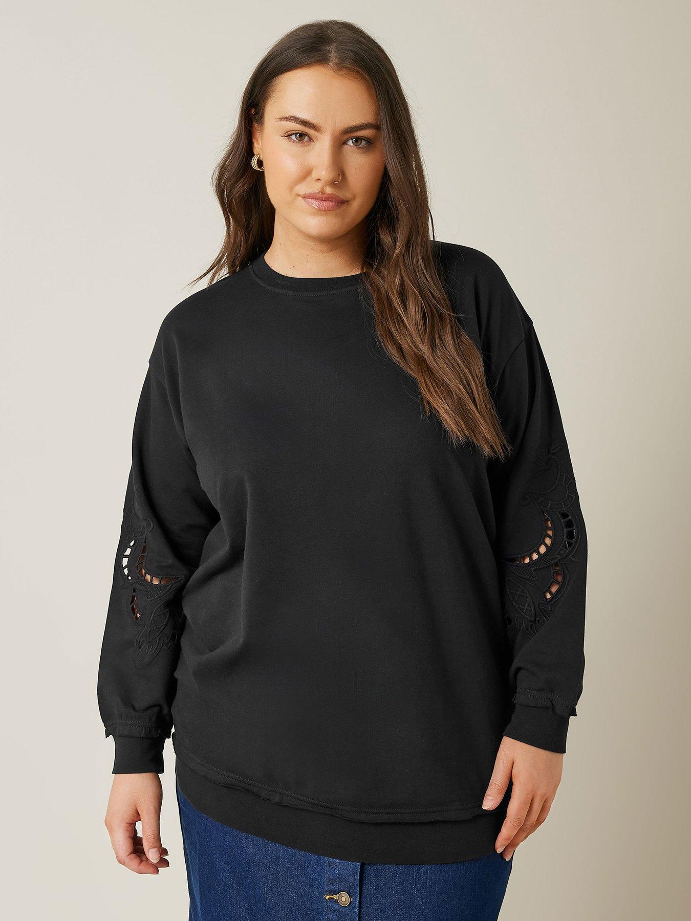 undefined Cutwork Crew Neck Sweatshirt - Black