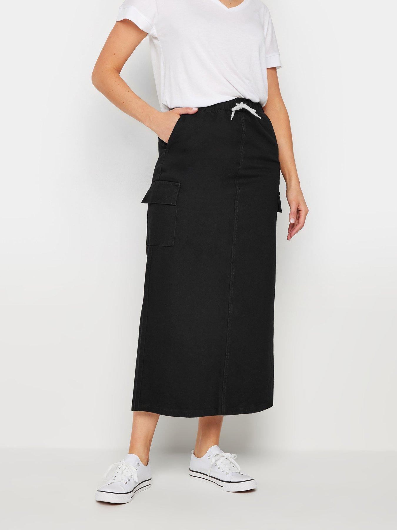  image of long-tall-sally-tall-wash-denim-maxi-skirt-black