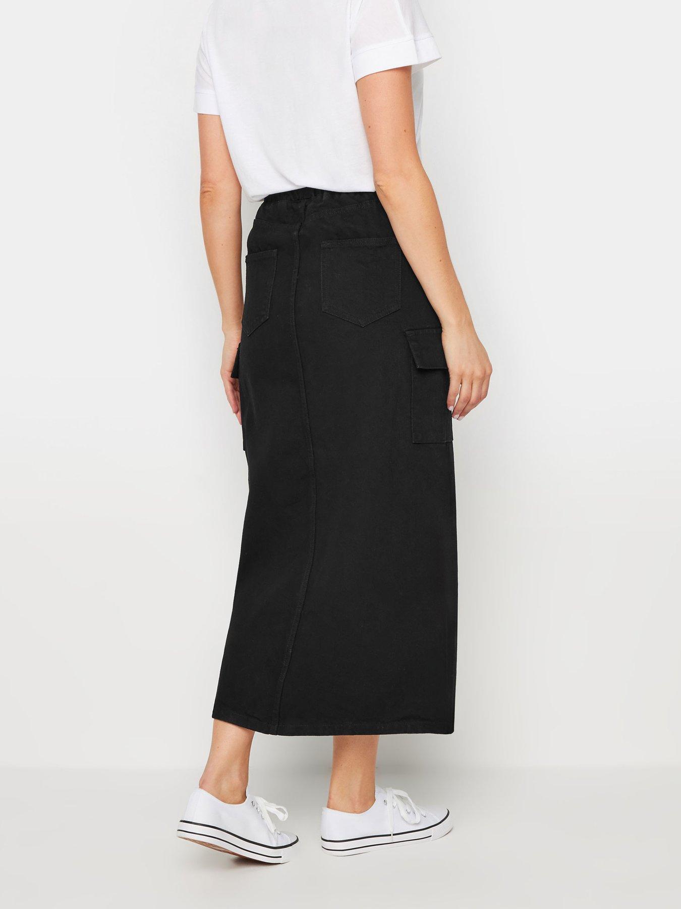  image of long-tall-sally-tall-wash-denim-maxi-skirt-black