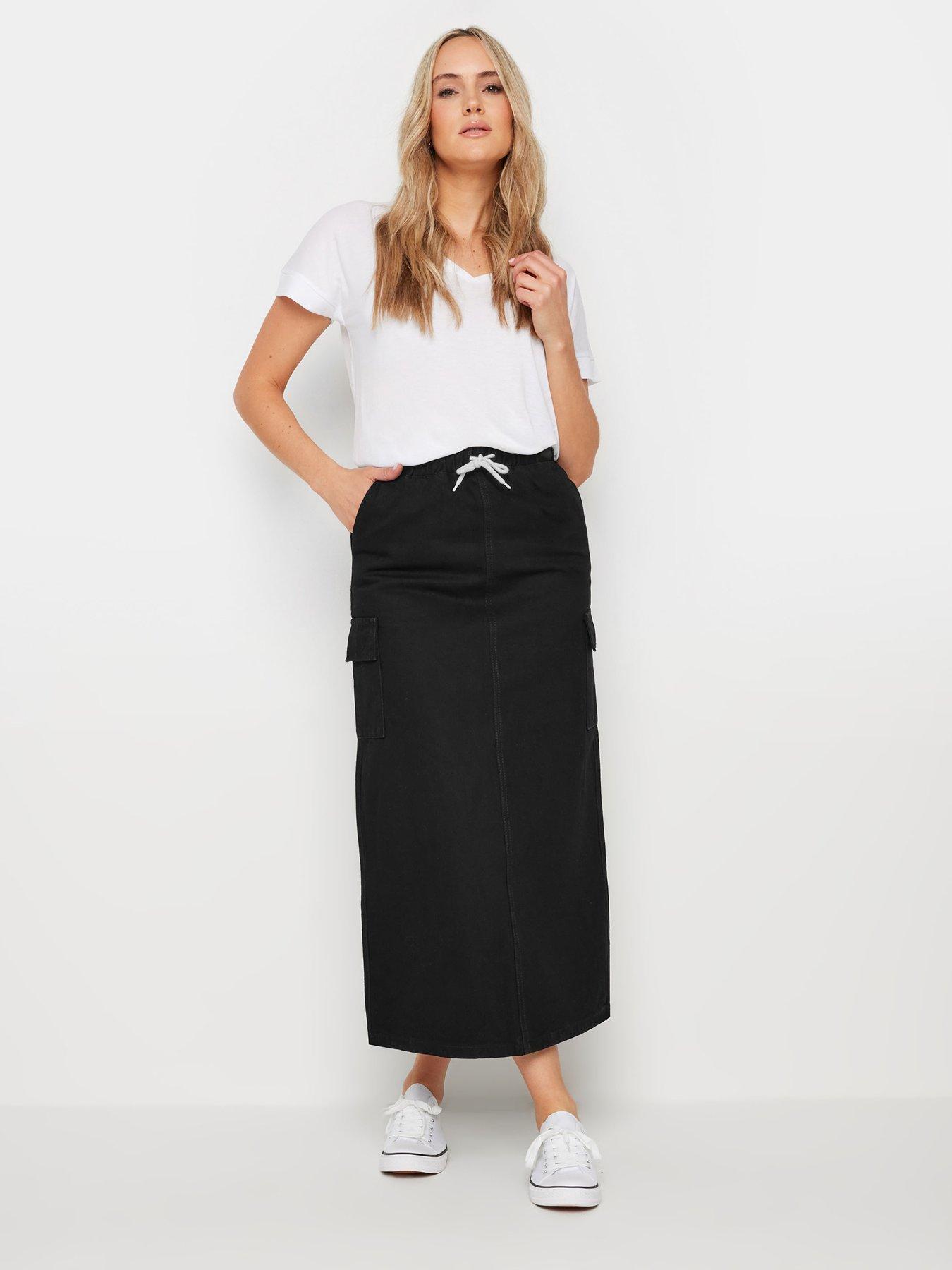  image of long-tall-sally-tall-wash-denim-maxi-skirt-black