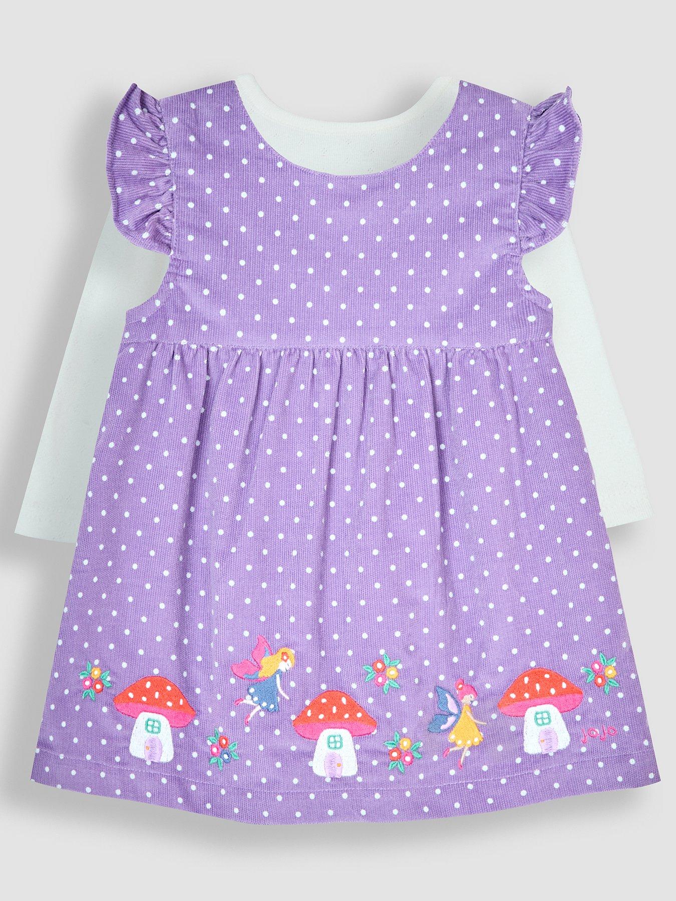 undefined Girls Fairy Embroidered Co-ord Baby Dress  &  Body Set - Purple