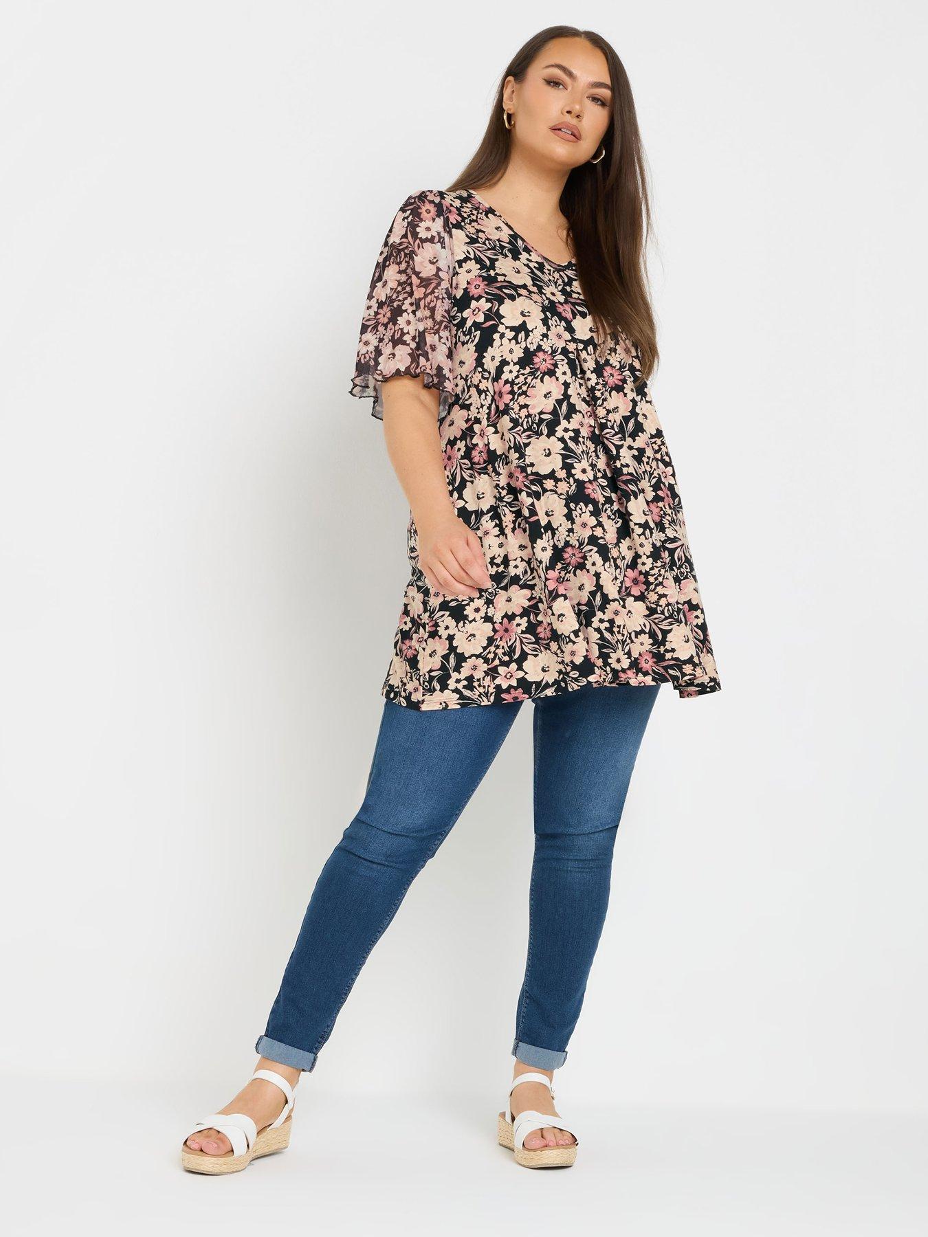  image of yours-curve-pleat-front-mesh-sleeve-top-black