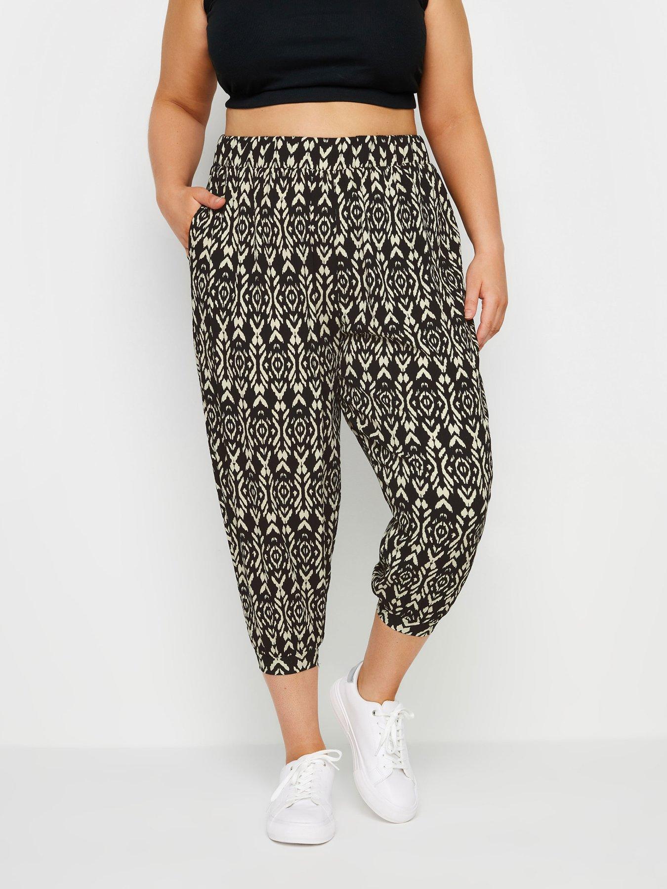 undefined Curve Paisley Textured Cropped Harem Trousers - Black