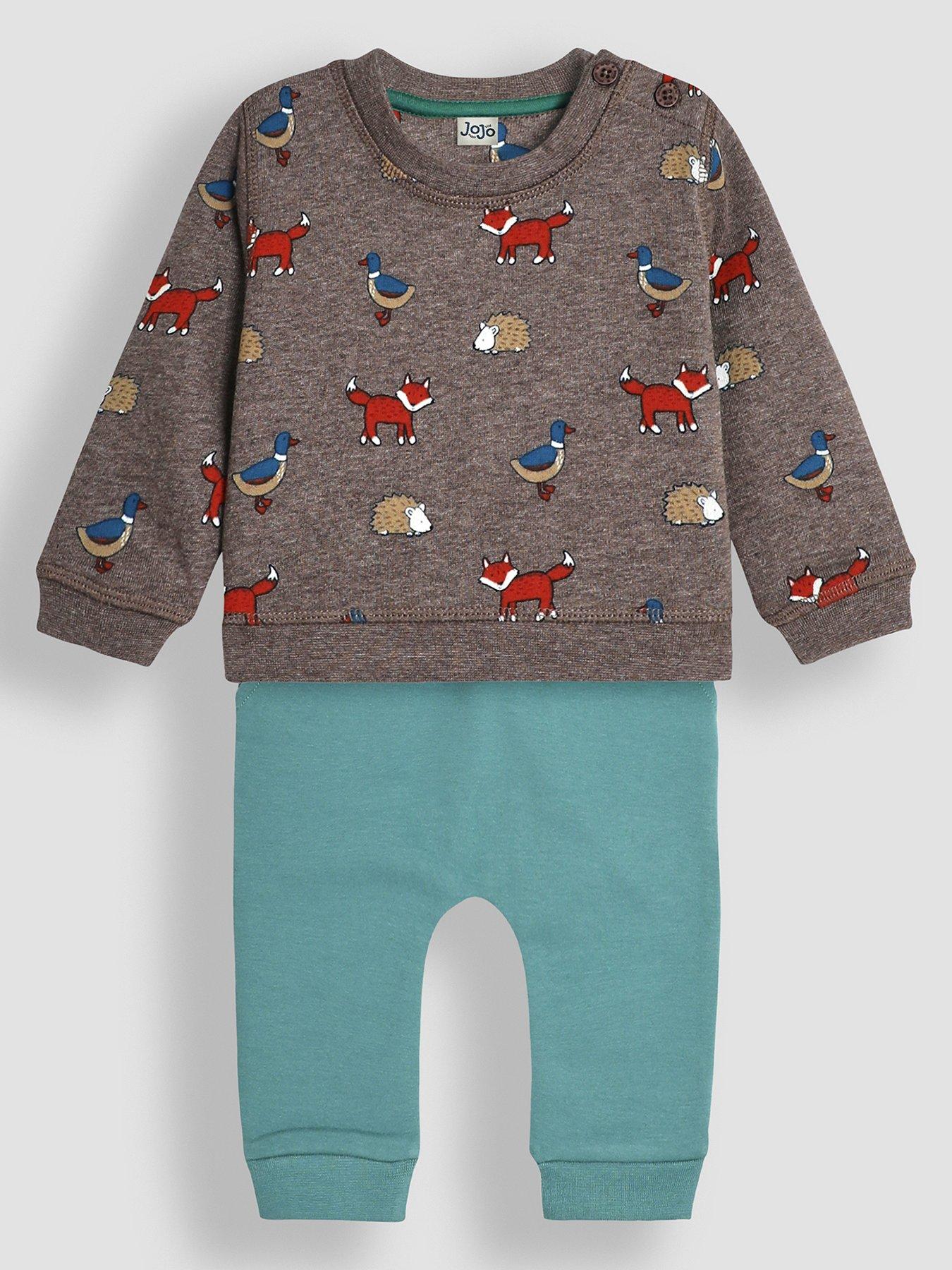 undefined Boys Wilderness Friends Print Sweatshirt  &  Joggers Set - Brown