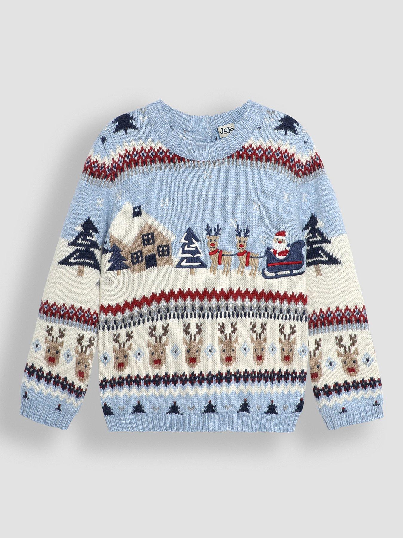 undefined Boys Christmas Scene Fair Isle Jumper - Blue