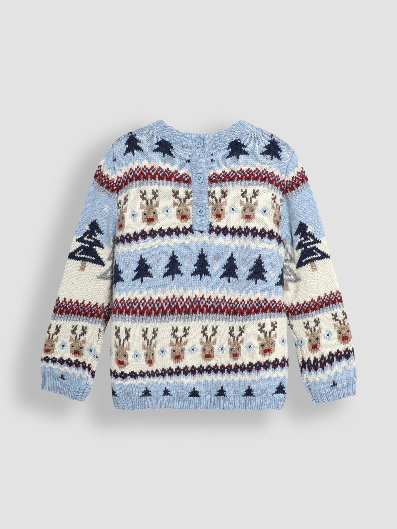  image of jojo-maman-bebe-boys-christmas-scene-fair-isle-jumper-blue