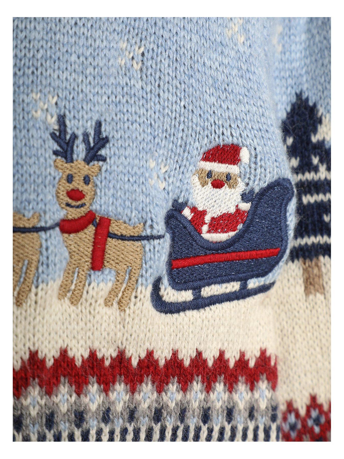  image of jojo-maman-bebe-boys-christmas-scene-fair-isle-jumper-blue