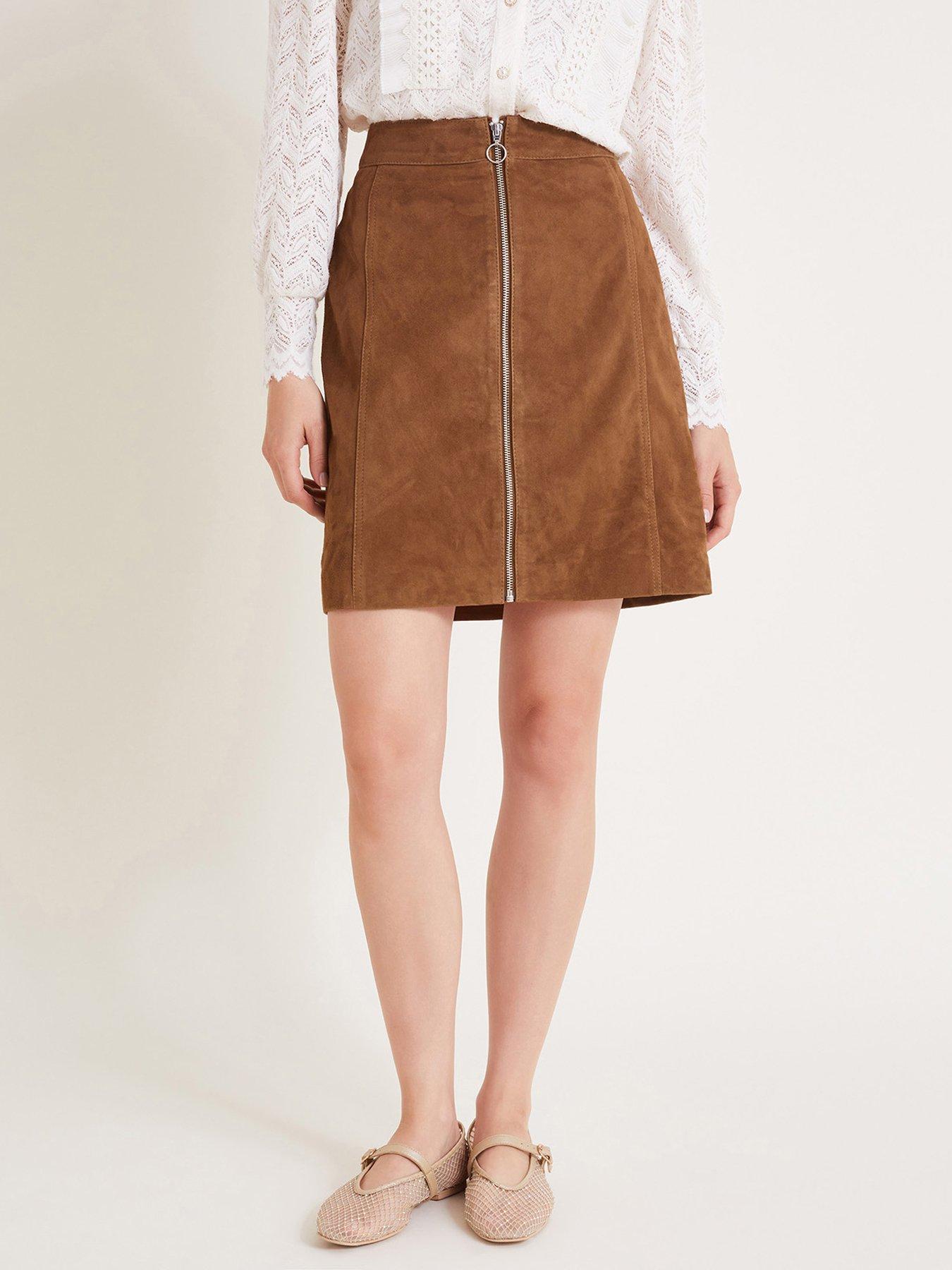 undefined Sienna Suede Skirt - Brown