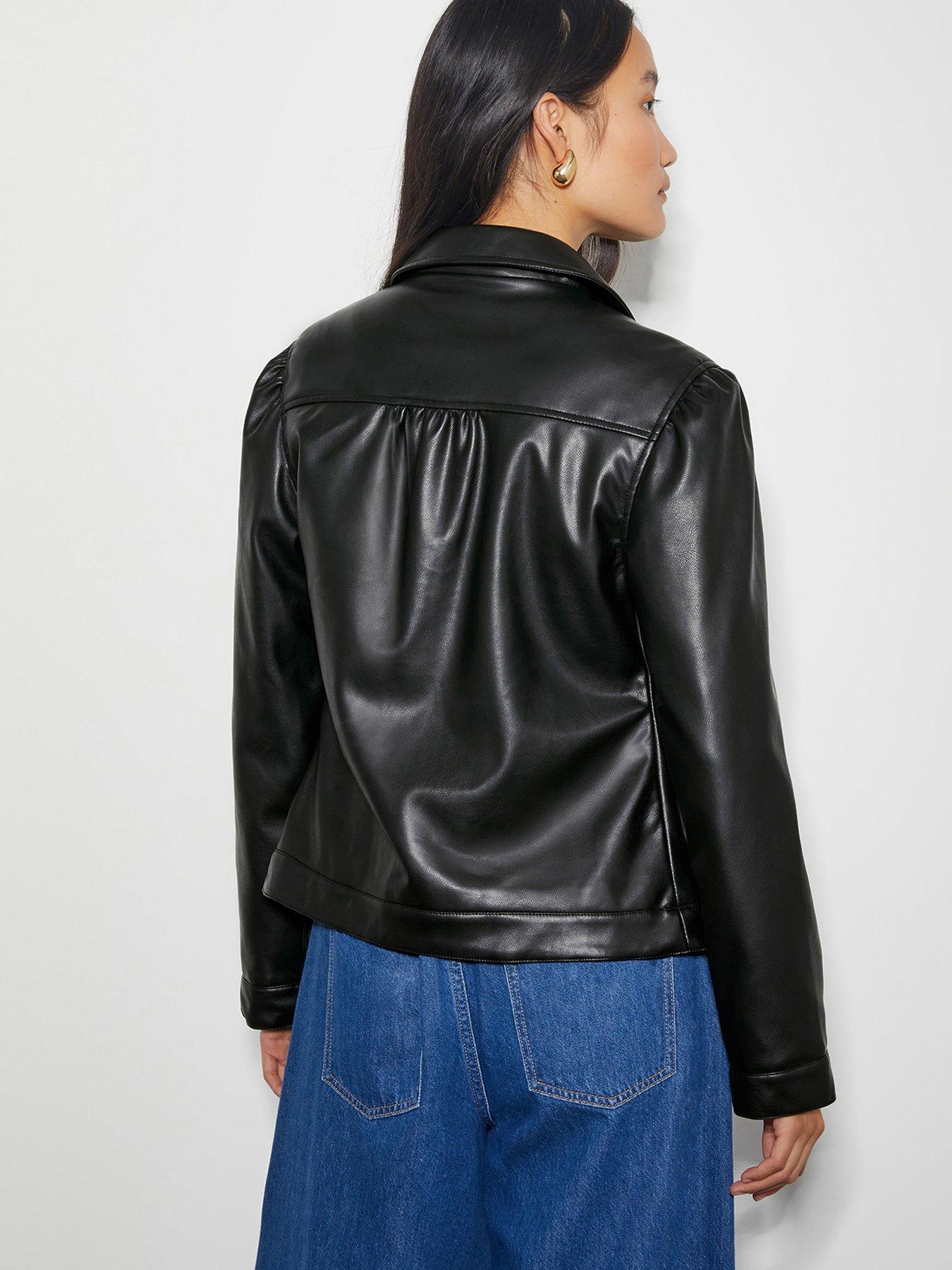 Black bella pu biker jacket sales