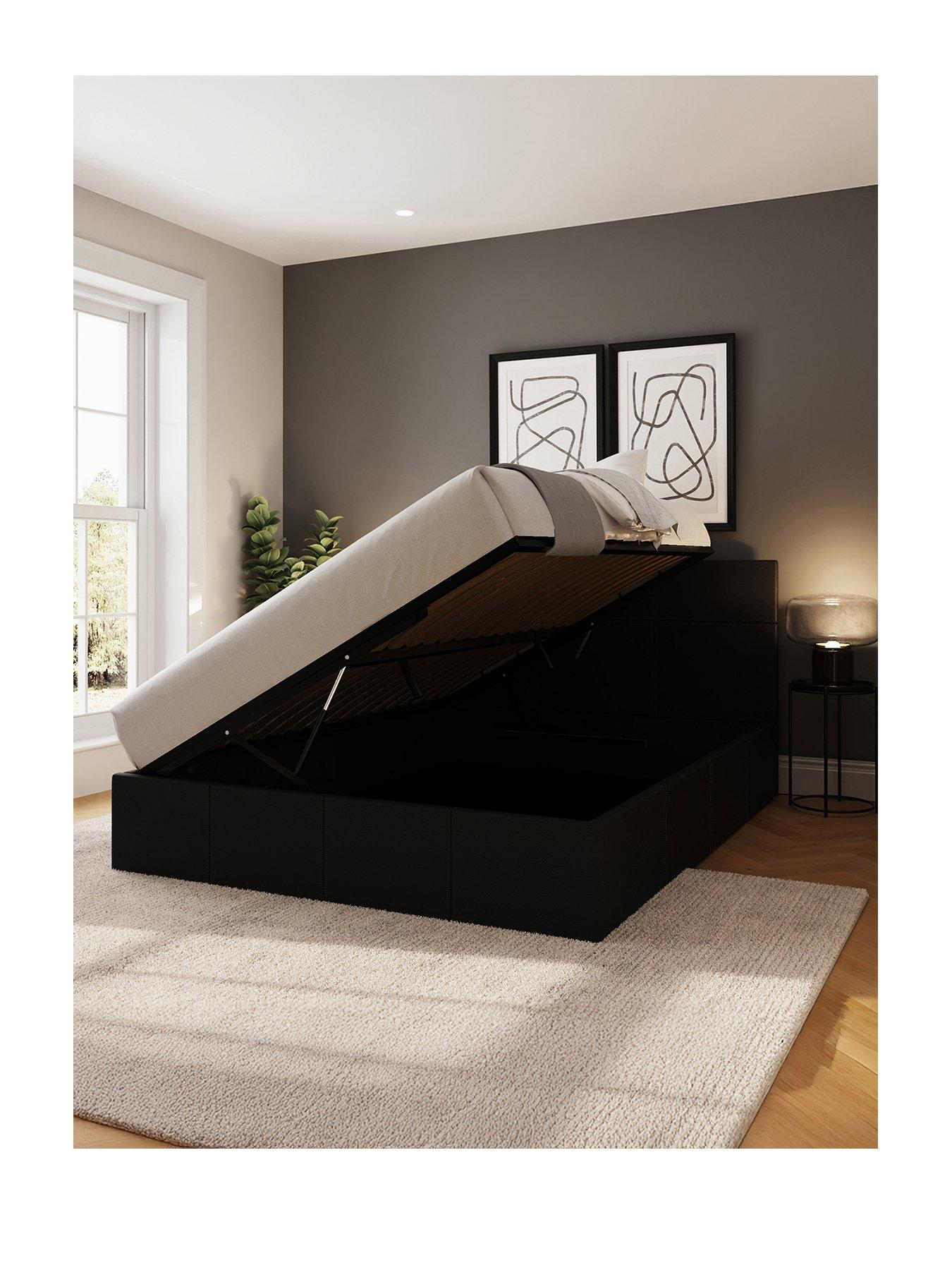 Image 2 of 7 of GFW Odessa Faux Leather Side Lift Up Ottoman Storage Bed with Sleepycastle Mattress Options (Buy &amp; SAVE!)