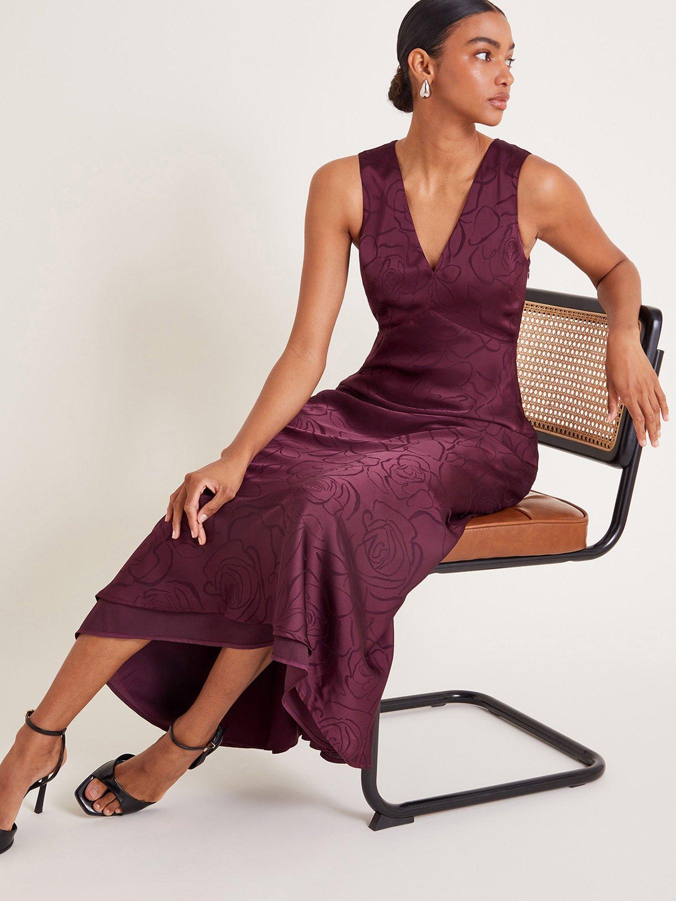monsoon burgundy dress Saira Slip - Red Color:Marcia Rose