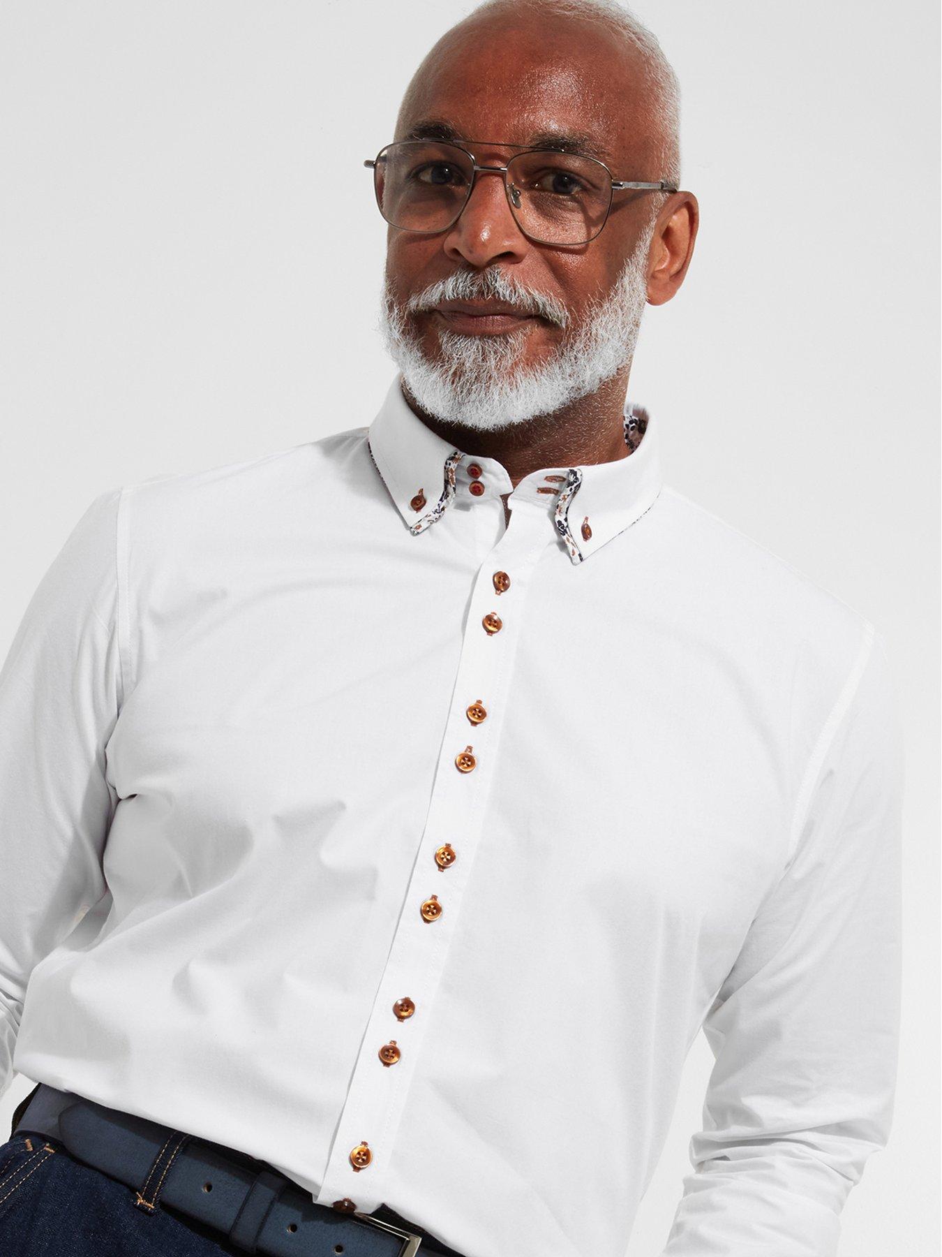 undefined Long Sleeve Fabulous Double Collar Shirt - White