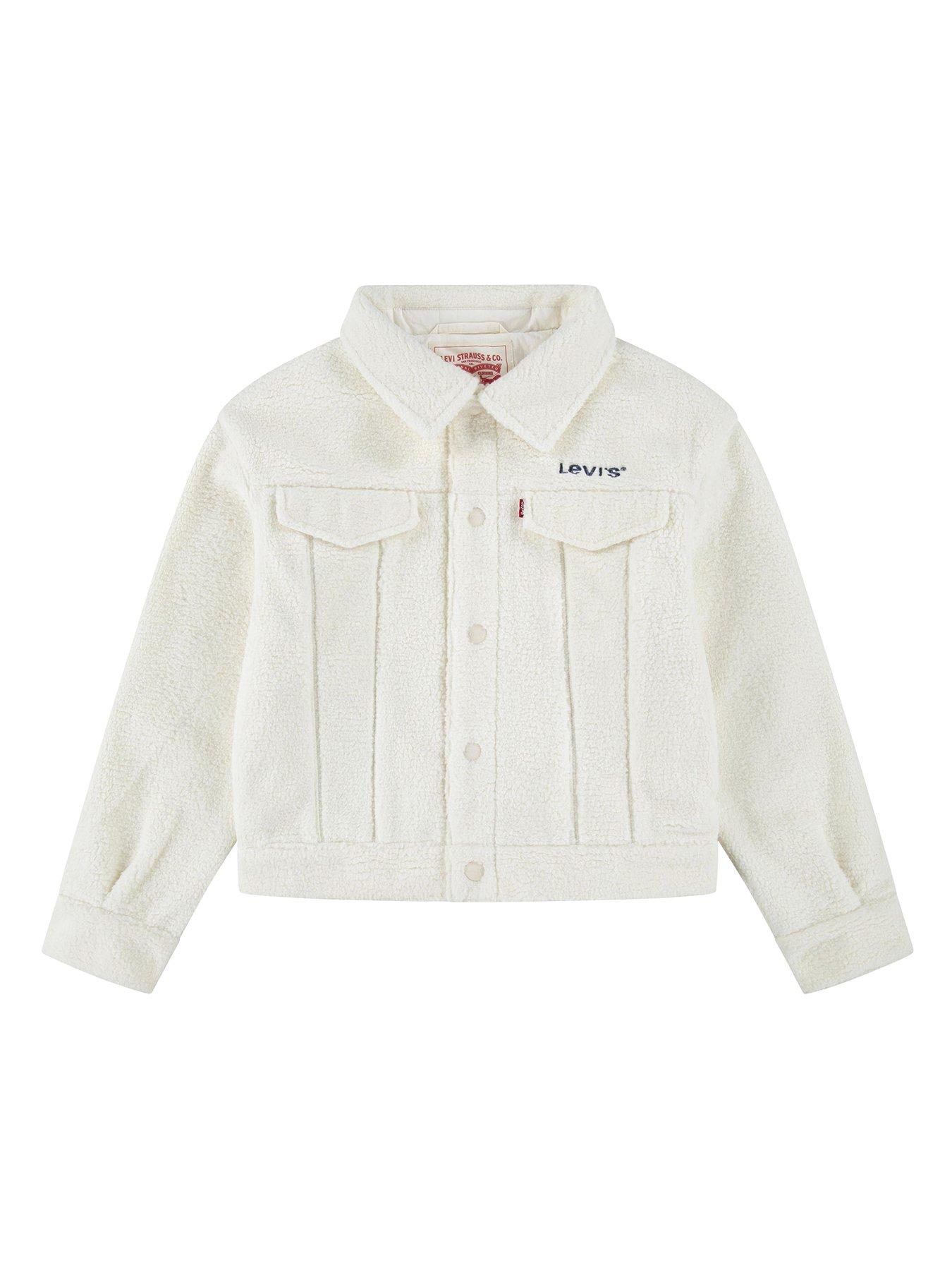 undefined Girls Boxy Fit Sherpa Trucker - Light Cream