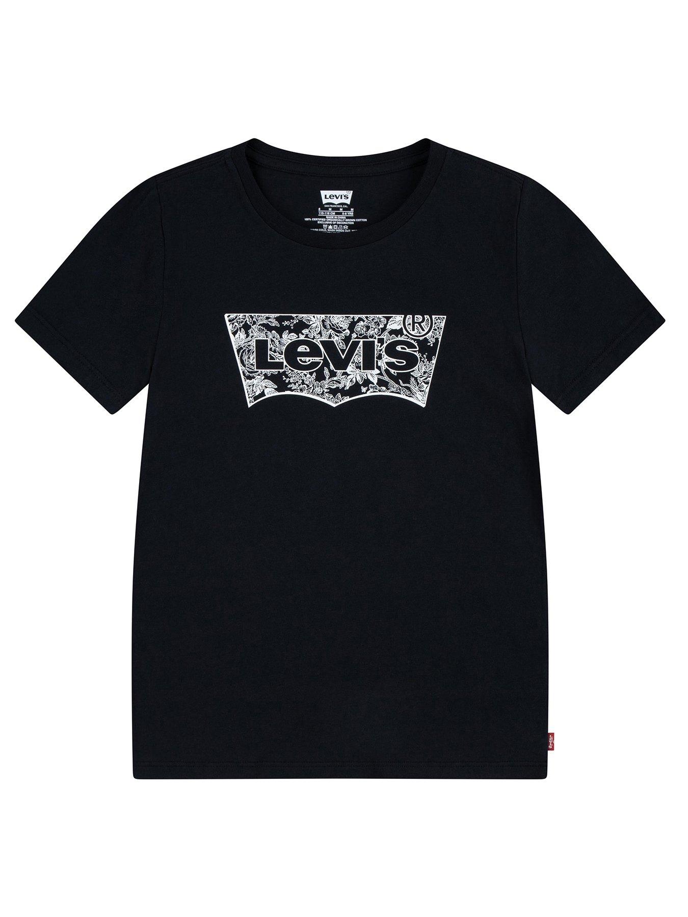 Image 1 of 4 of Levi's Girls Floral Batwing Short Sleeve T-Shirt - Black