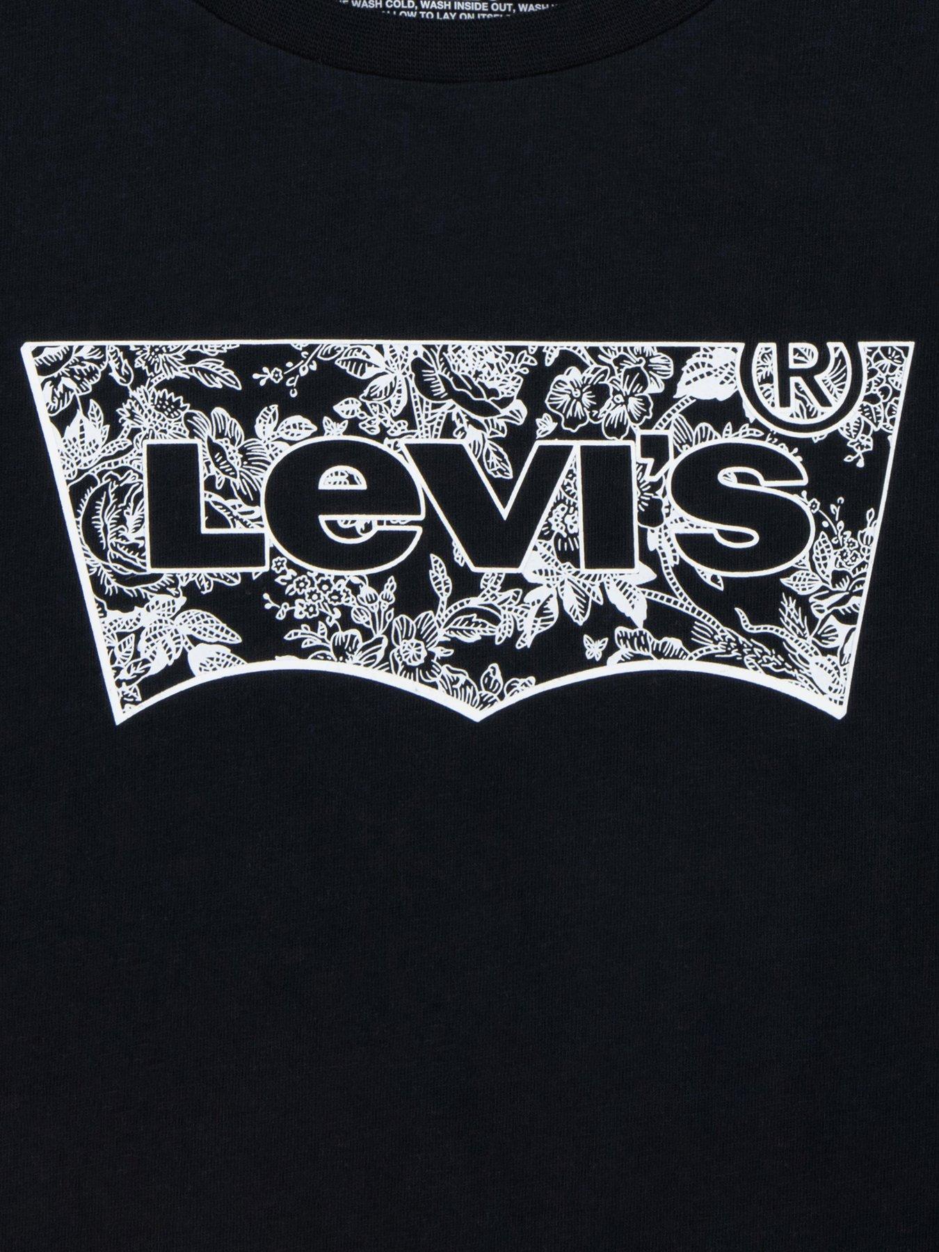 Image 3 of 4 of Levi's Girls Floral Batwing Short Sleeve T-Shirt - Black