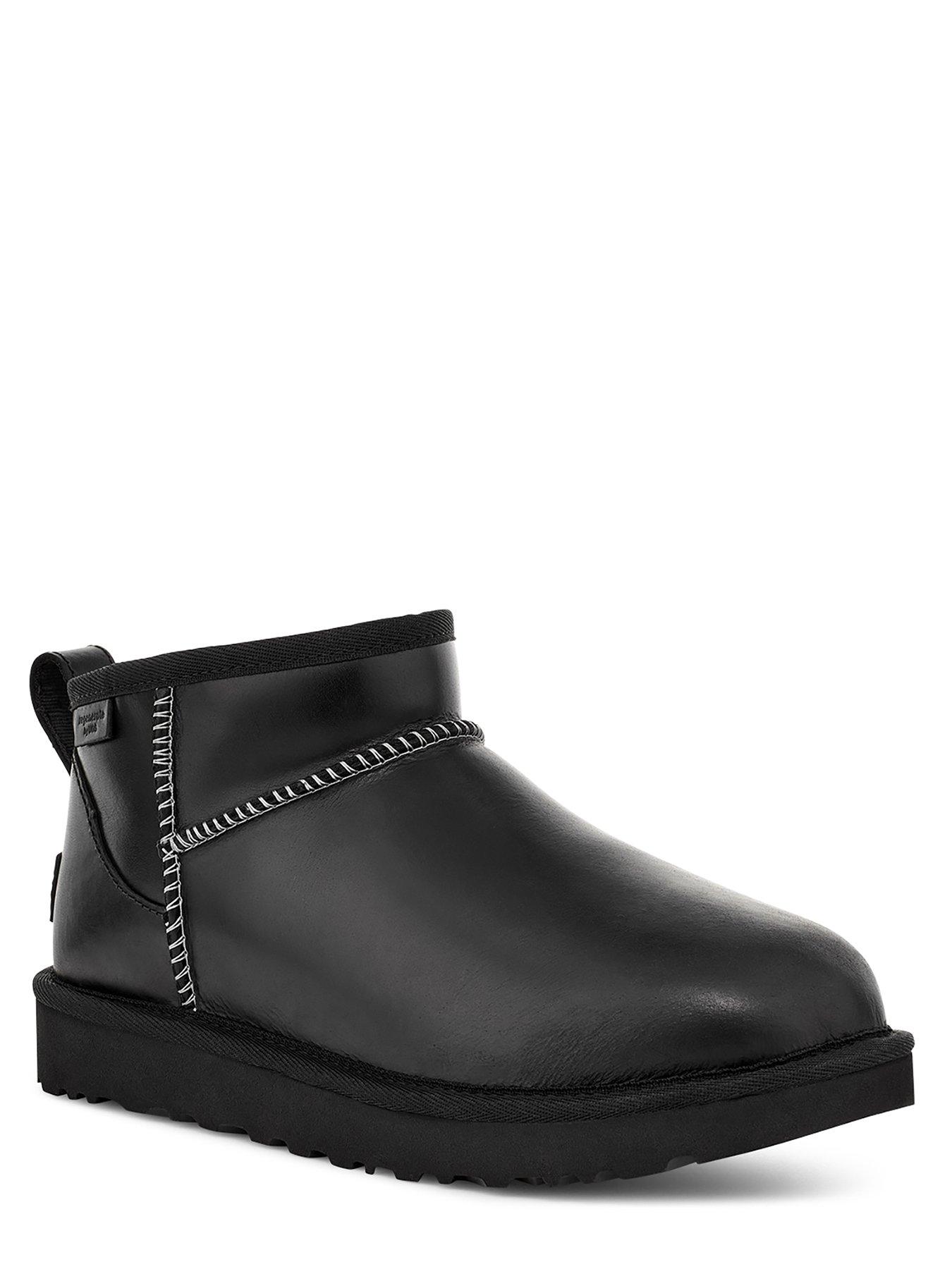 image of ugg-womens-classic-ultra-mini-leather-regenerate-boot-black