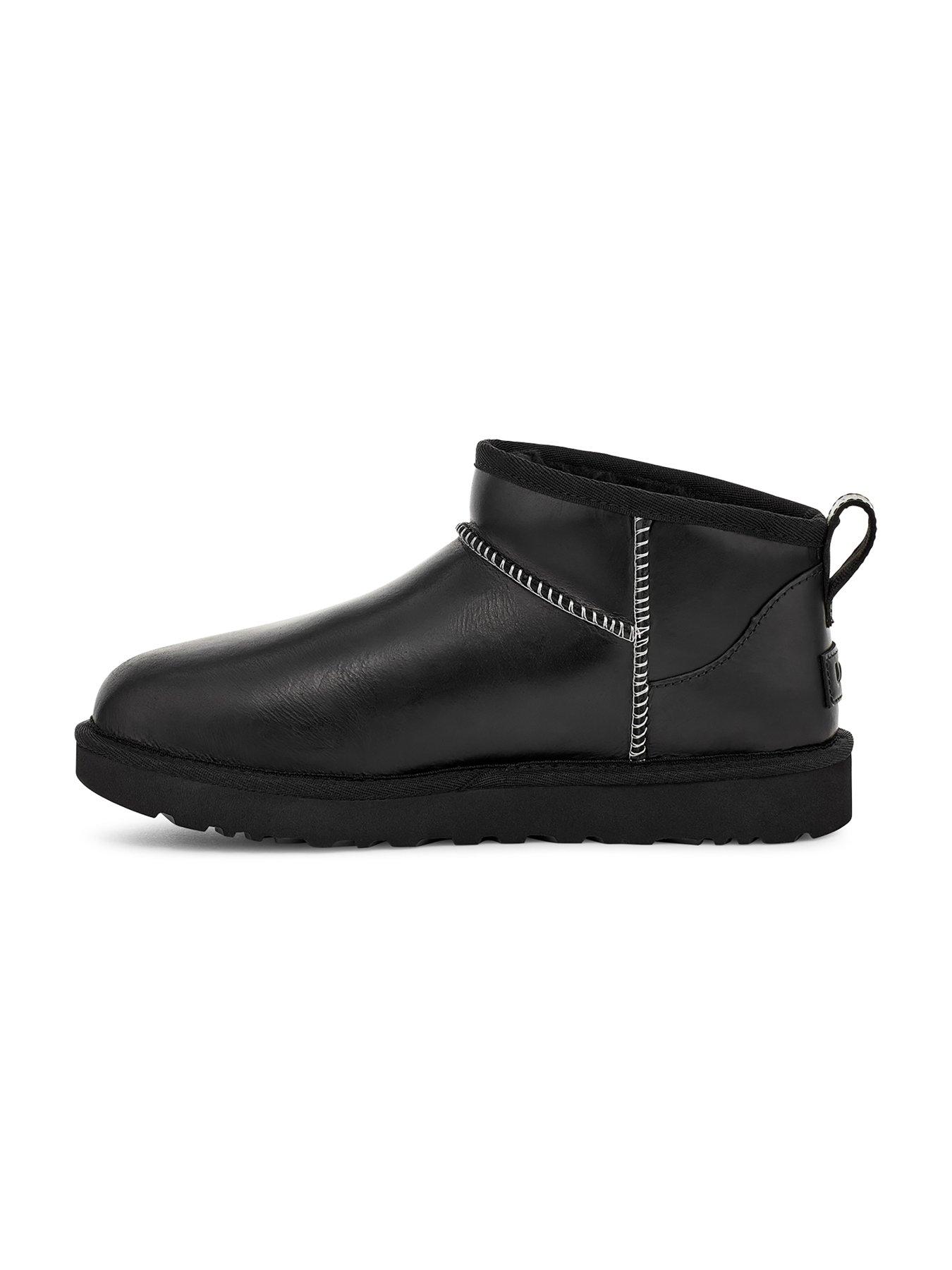  image of ugg-womens-classic-ultra-mini-leather-regenerate-boot-black