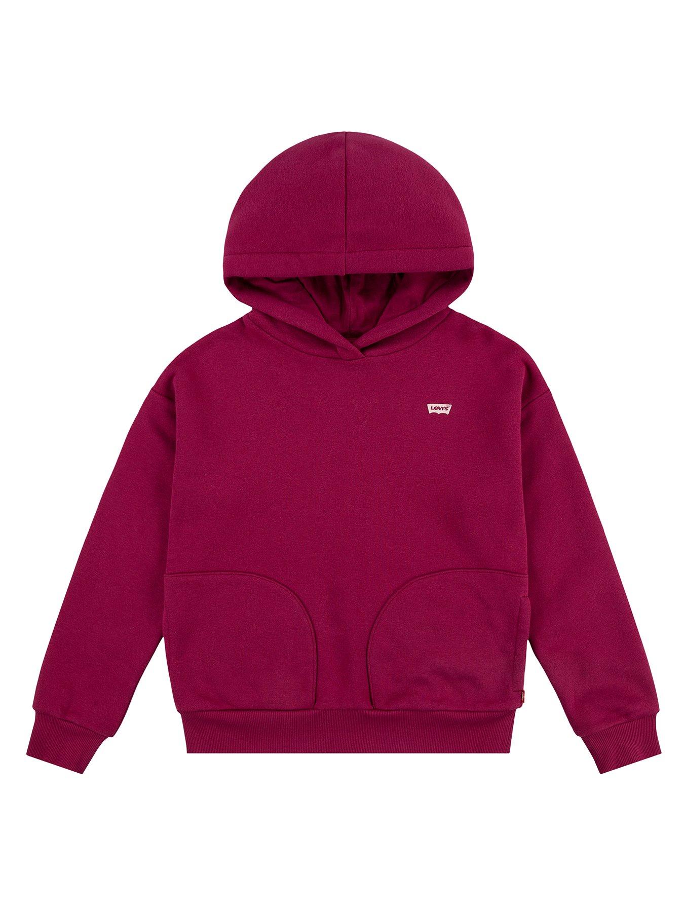 undefined Girls Levi's Batwing Chest Logo Hoodie - Red