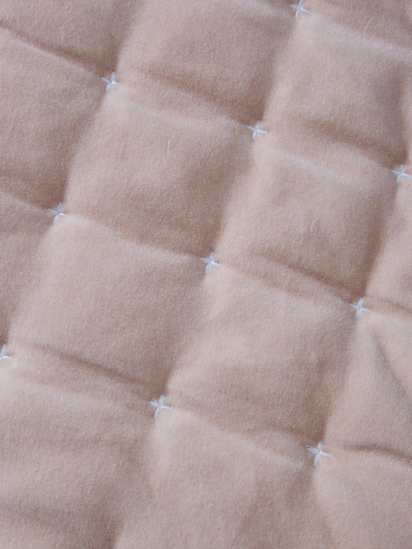  image of very-home-cross-stitch-quilted-bedspread-throw-blush
