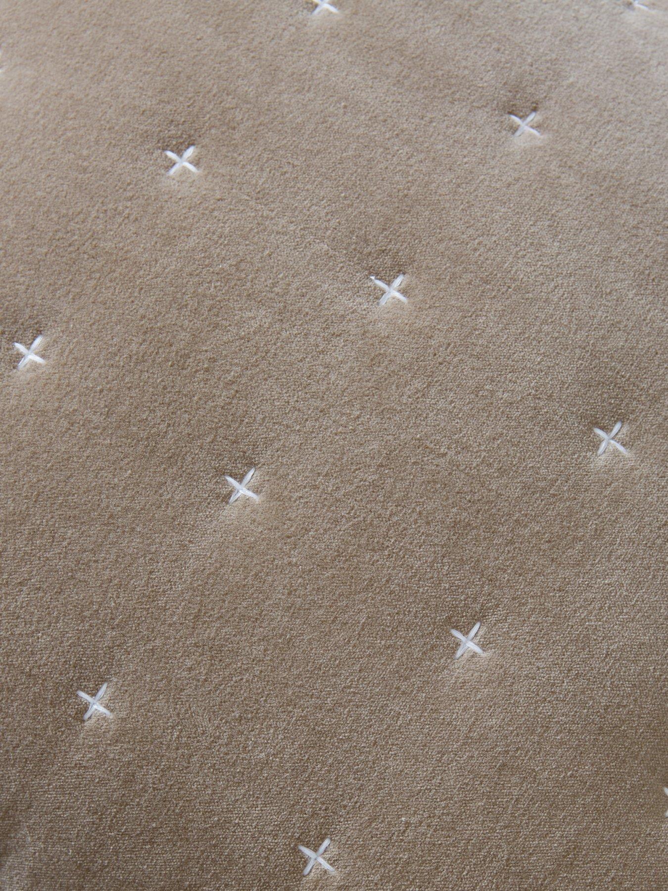 Image 3 of 5 of Very Home Cross Stitch Quilted Cushion in Taupe