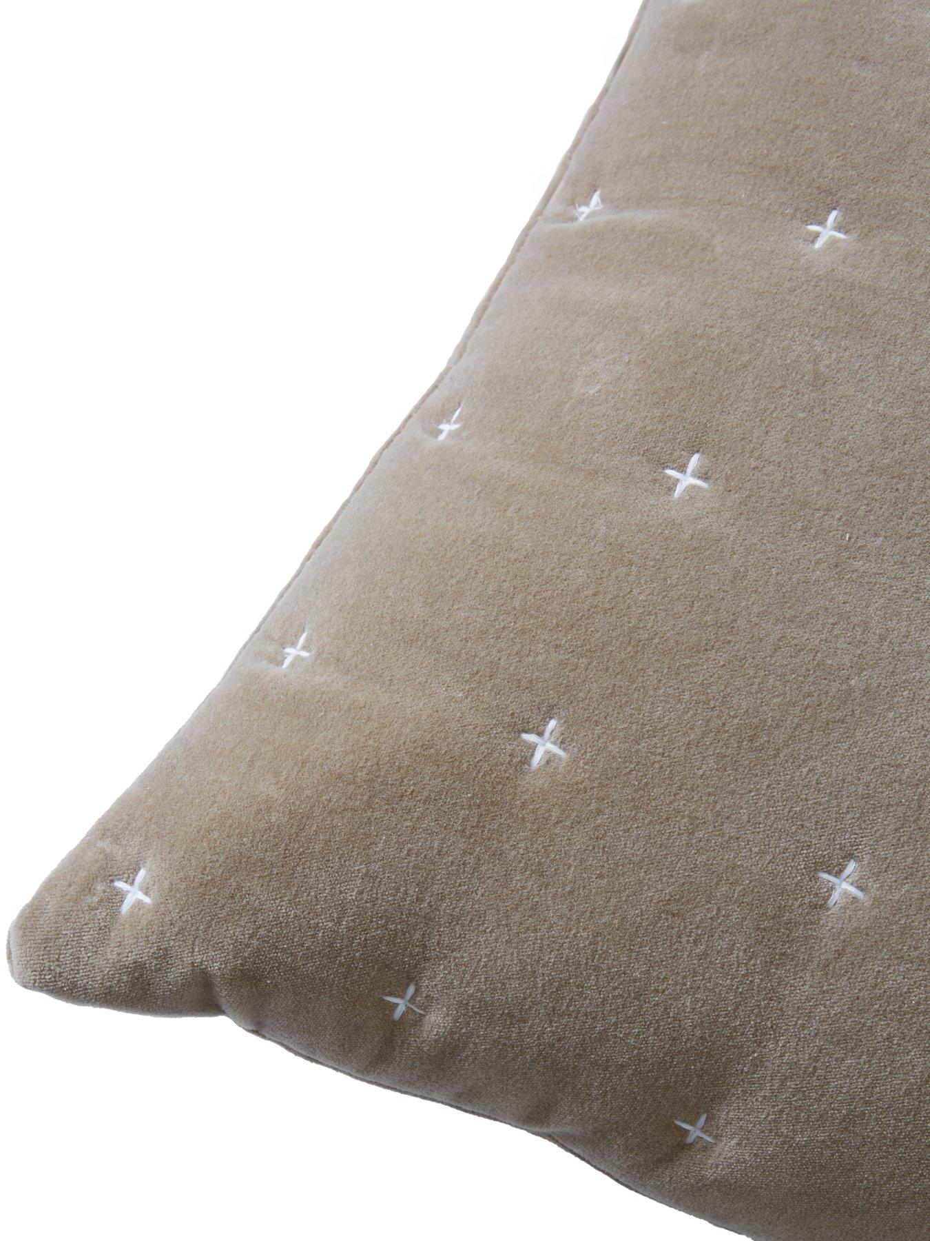 Image 4 of 5 of Very Home Cross Stitch Quilted Cushion in Taupe