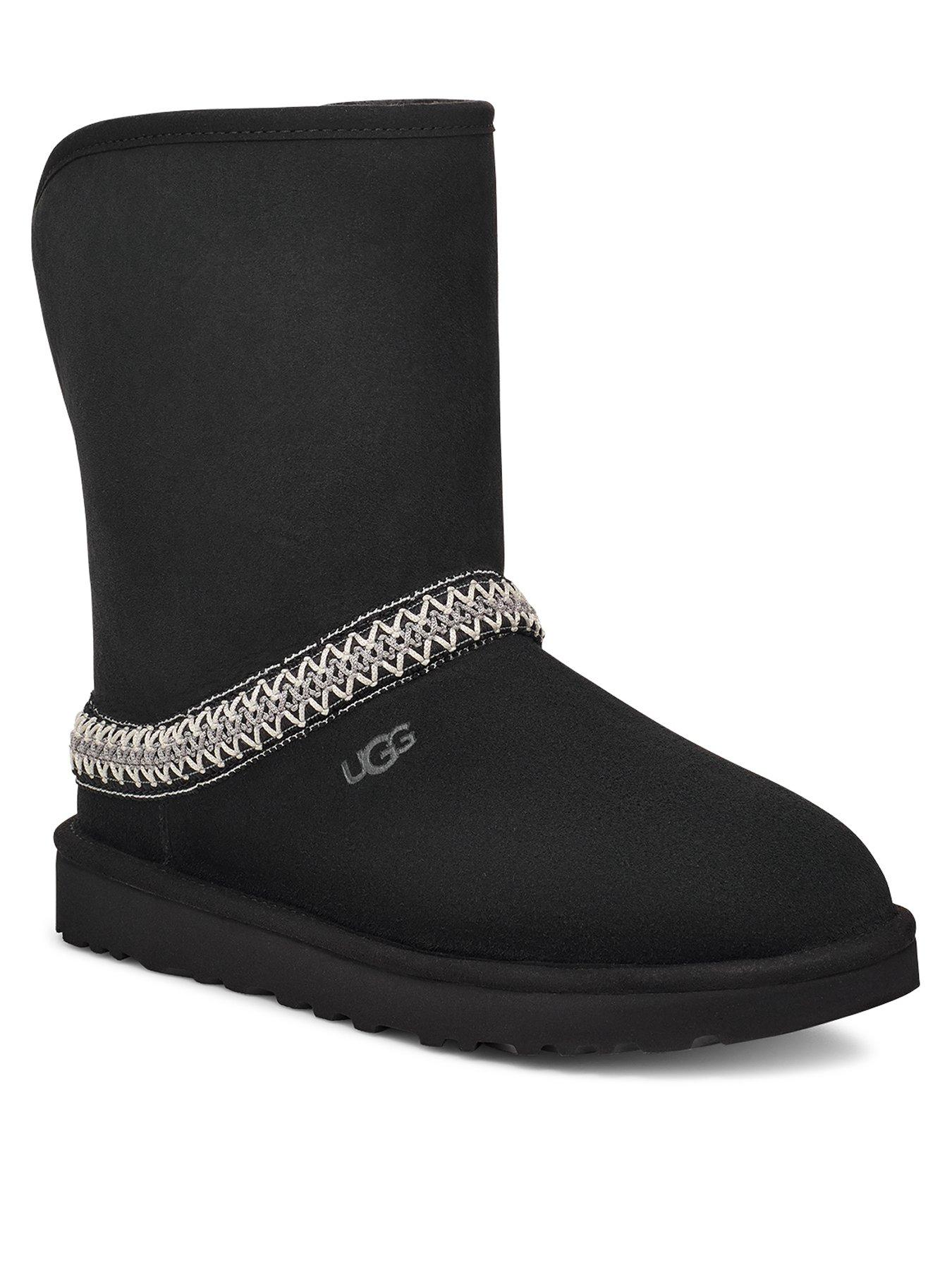 UGG Womens Classic Short Crescent Boot - Black | Littlewoods