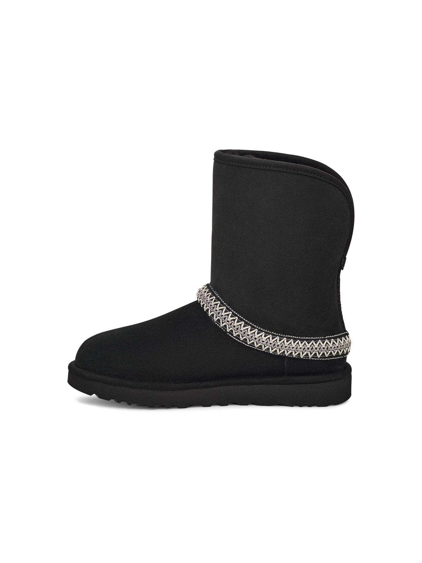 UGG Womens Classic Short Crescent Boot - Black | Littlewoods