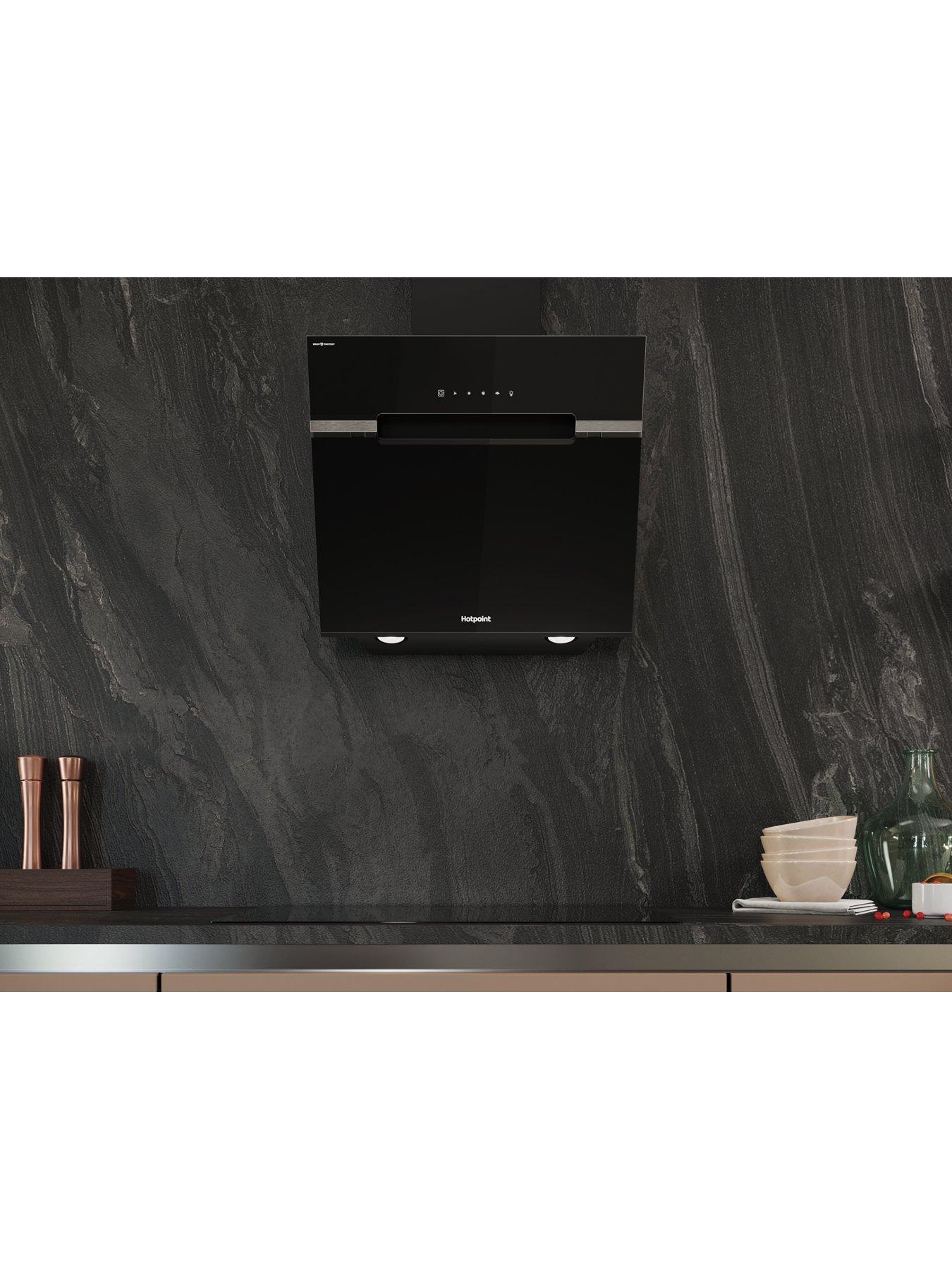  image of hotpoint-dropprotect-phvs61fltdpk-60cm-cooker-hood-black