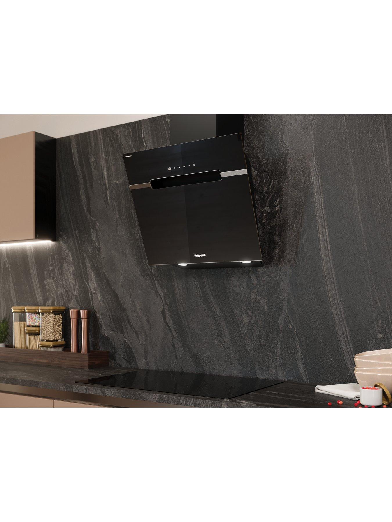  image of hotpoint-dropprotect-phvs61fltdpk-60cm-cooker-hood-black