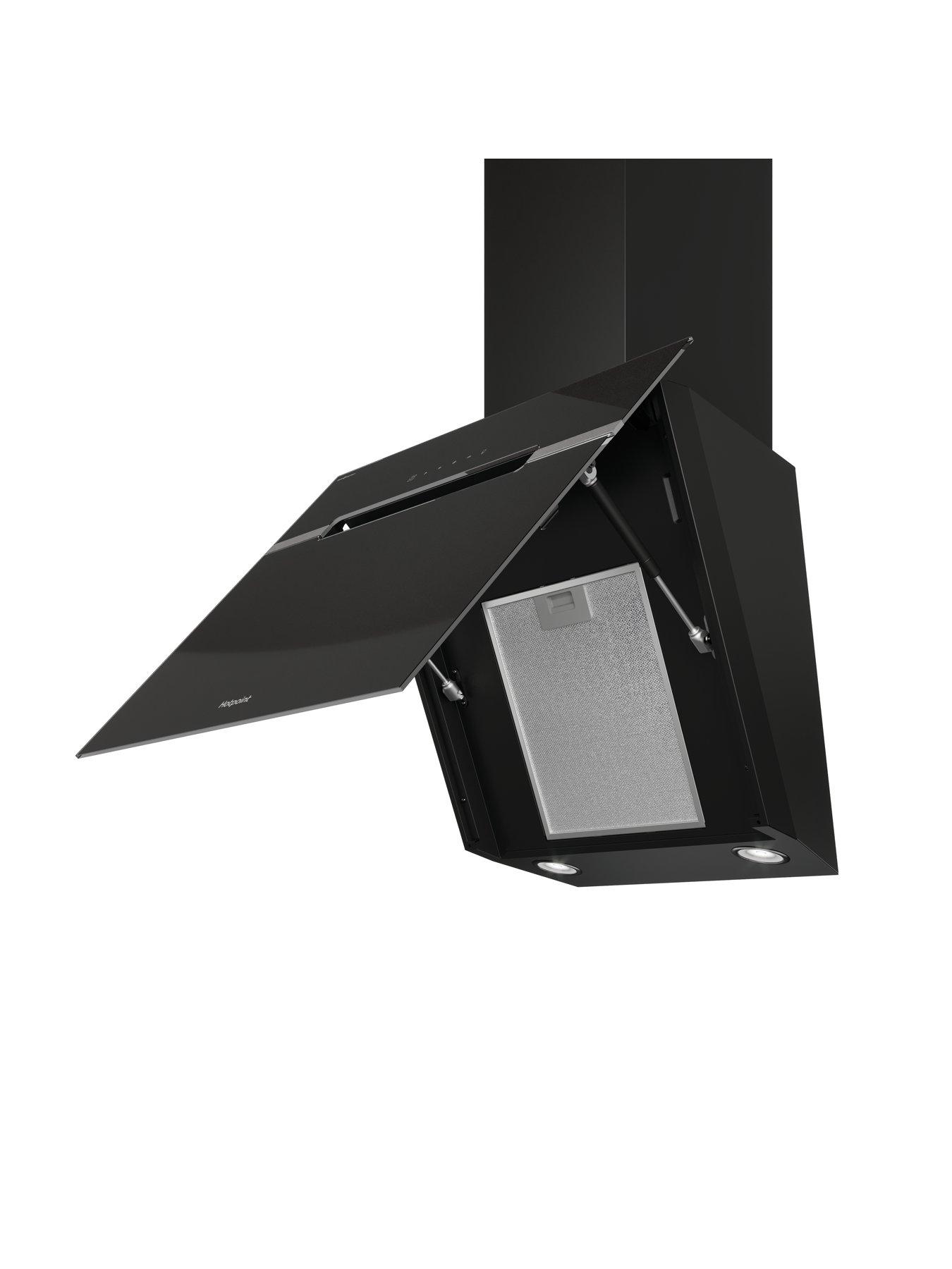  image of hotpoint-dropprotect-phvs61fltdpk-60cm-cooker-hood-black