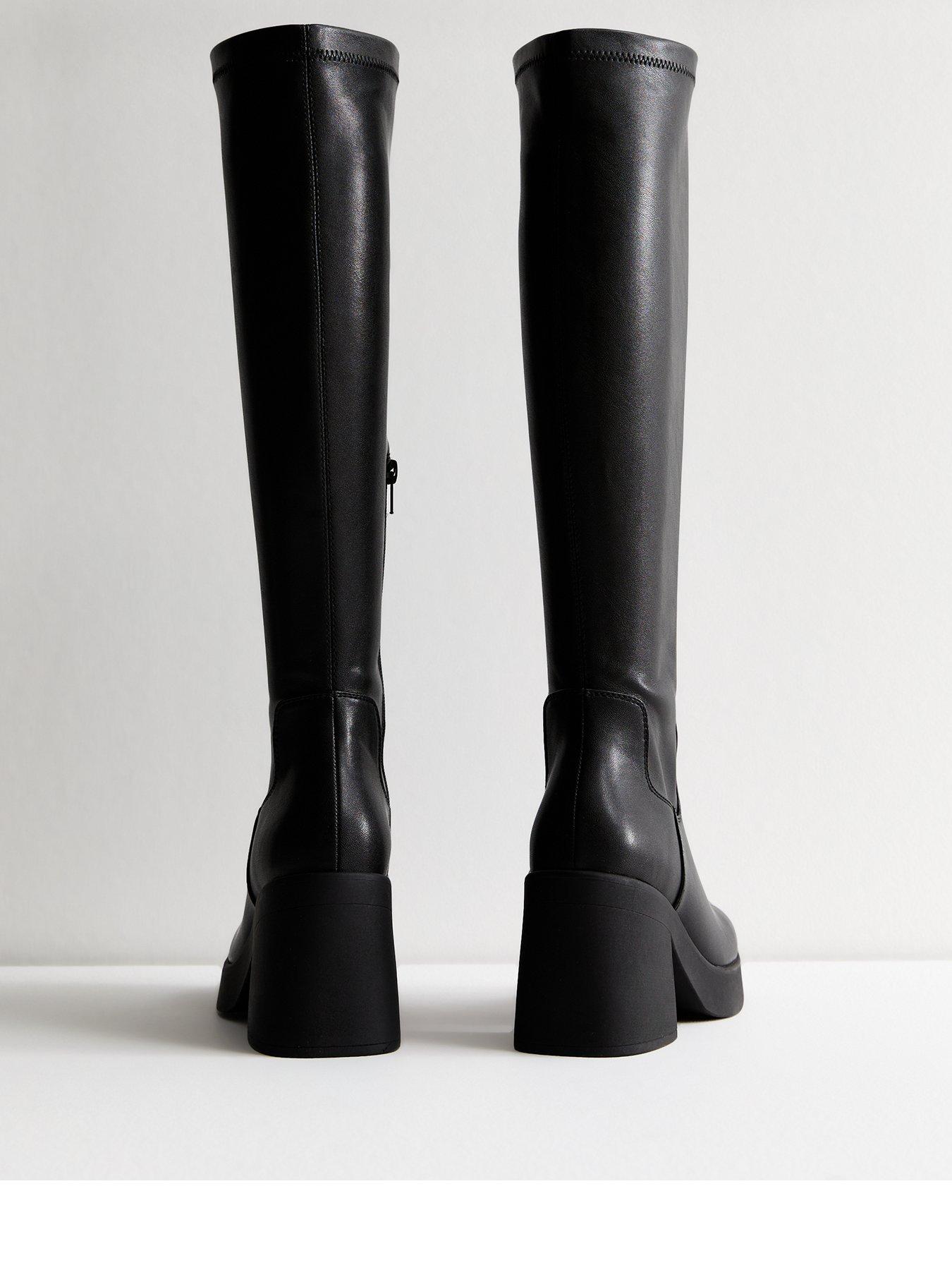 Leather look knee high boots hotsell