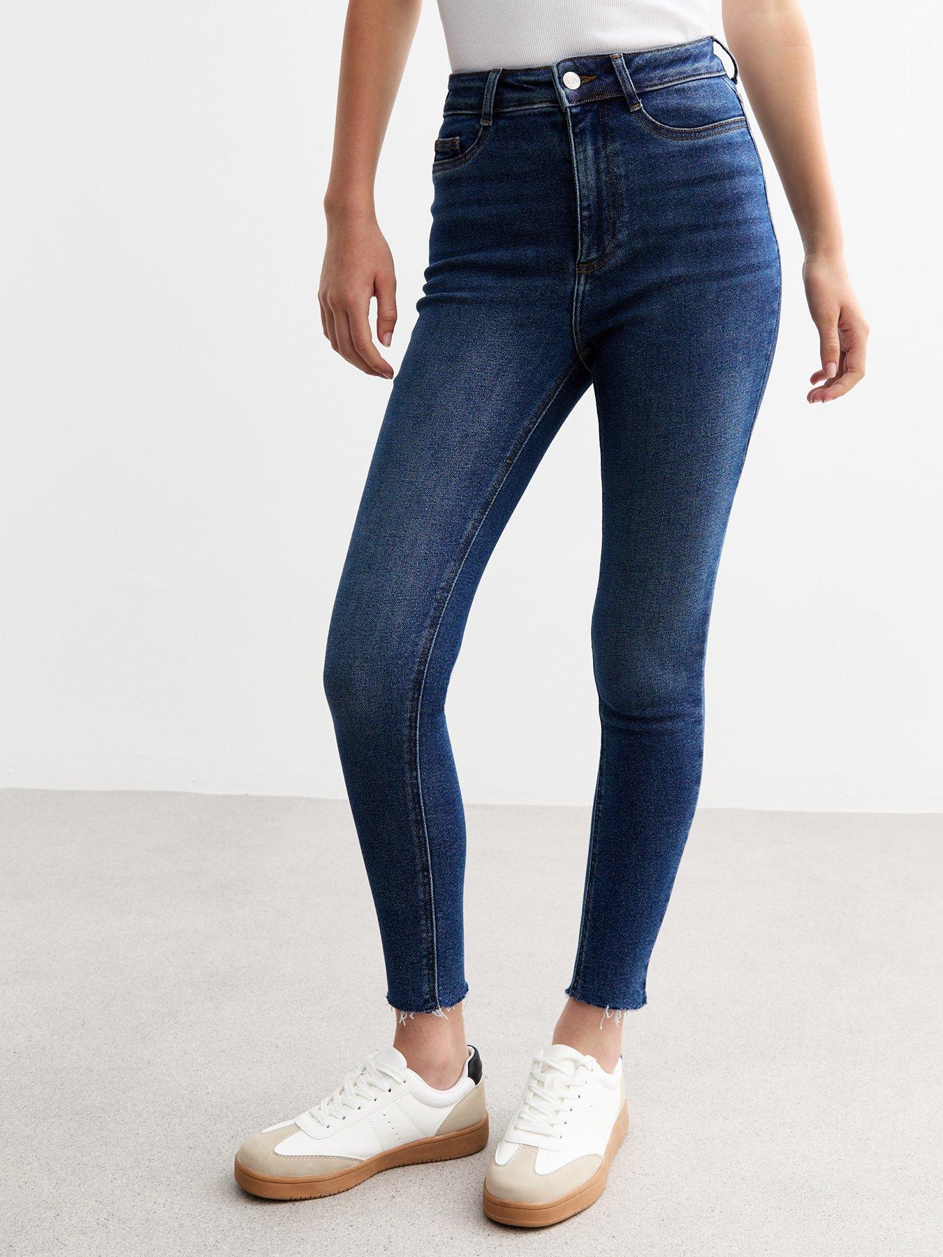 undefined Blue Hallie Disco Frayed Hem Super Skinny Jeans