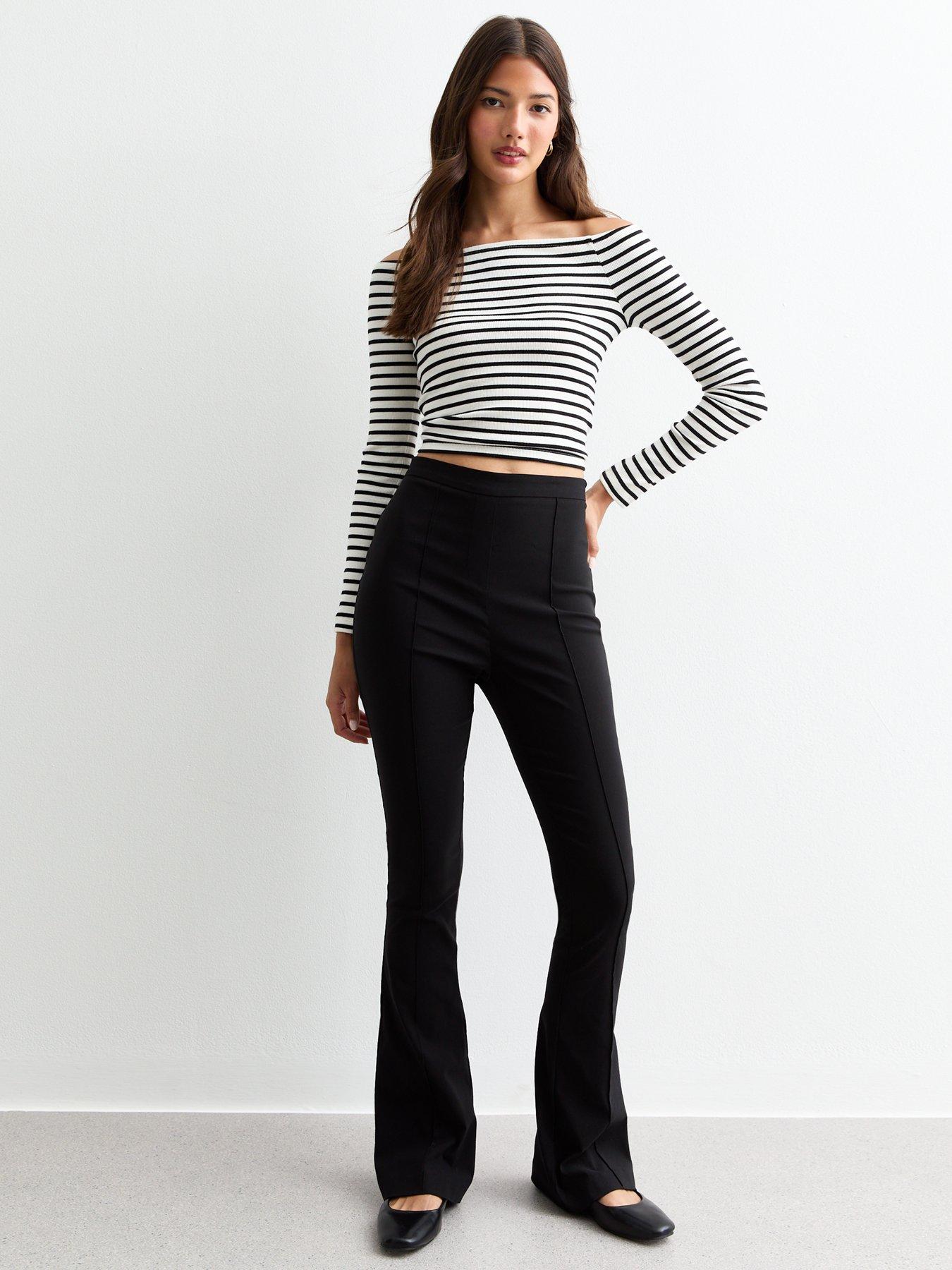undefined Pintuck Bootcut Tailored Trousers - Black