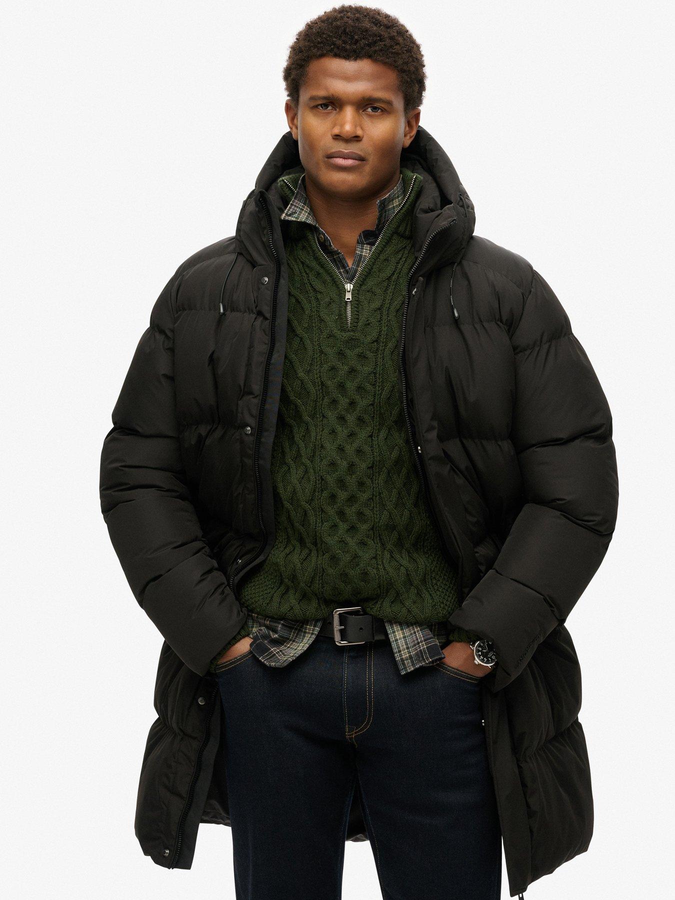Superdry Sports Hooded Padded Longline Coat Black littlewoods