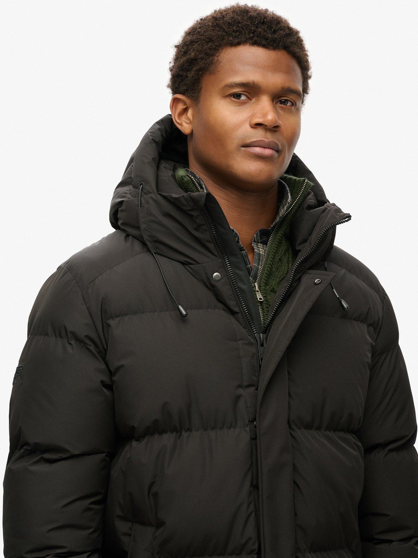  image of superdry-sports-hooded-padded-longline-coat-black