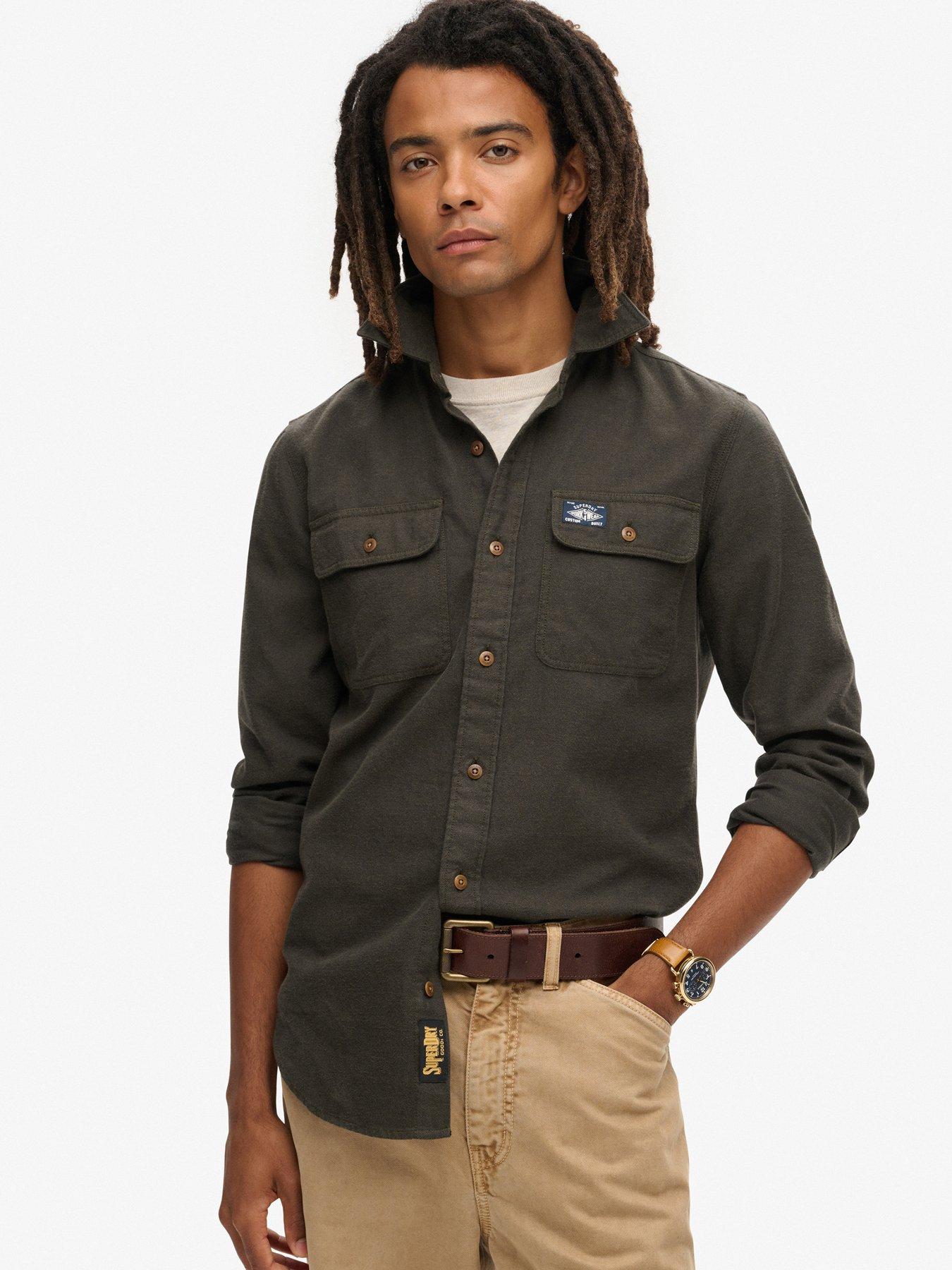 Superdry Trailsman Relaxed Fit Flannel Shirt - Dark Green