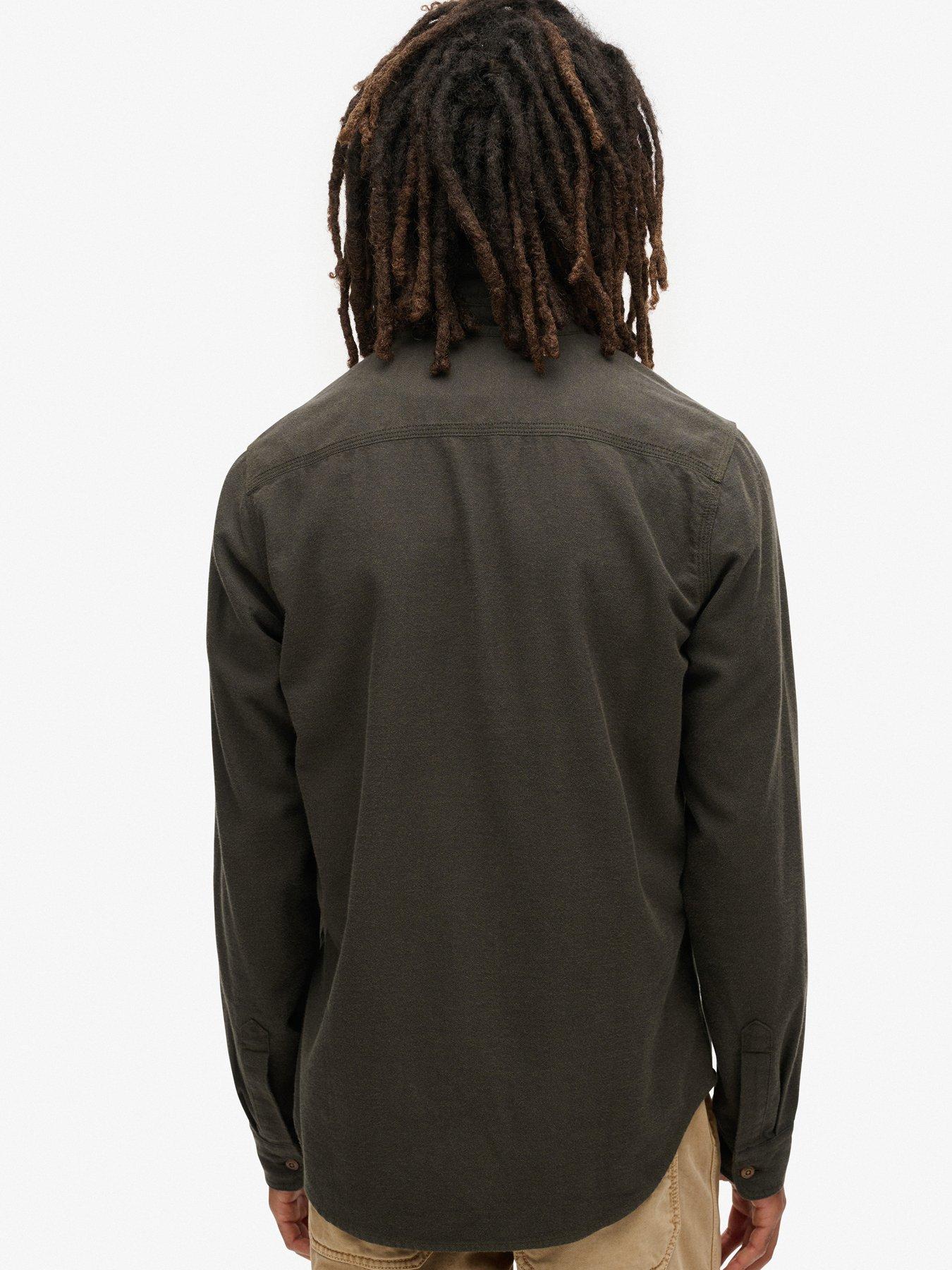  image of superdry-trailsman-relaxed-fit-flannel-shirt-dark-green