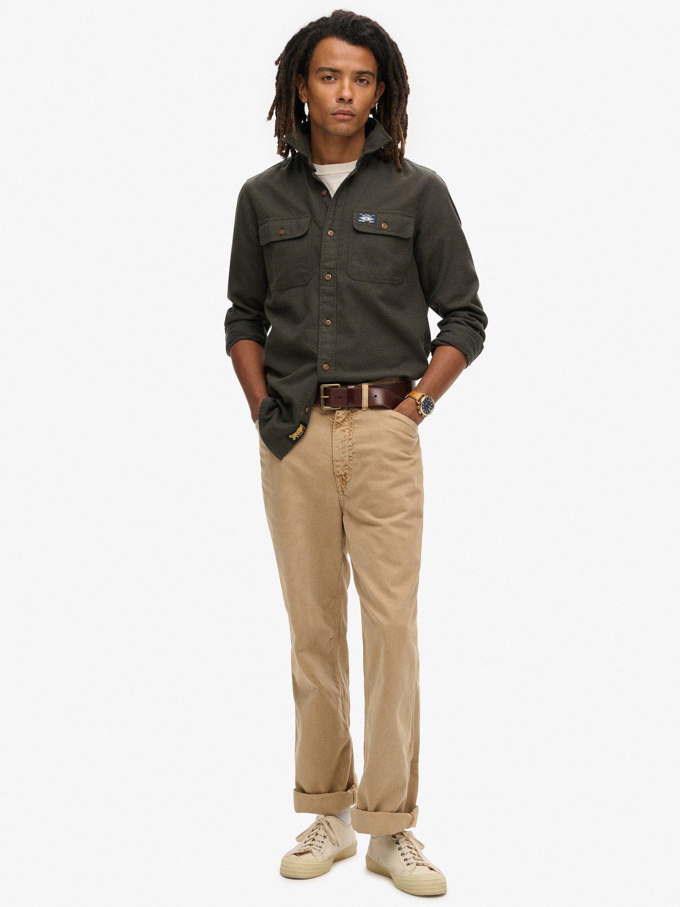  image of superdry-trailsman-relaxed-fit-flannel-shirt-dark-green