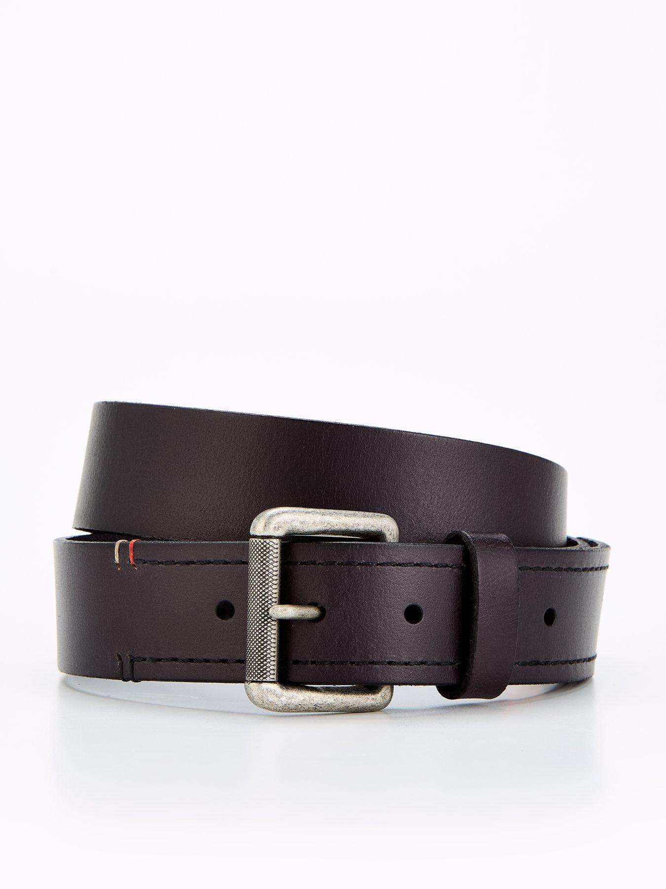 Image 1 of 4 of Superdry Badgeman Leather Belt - Black