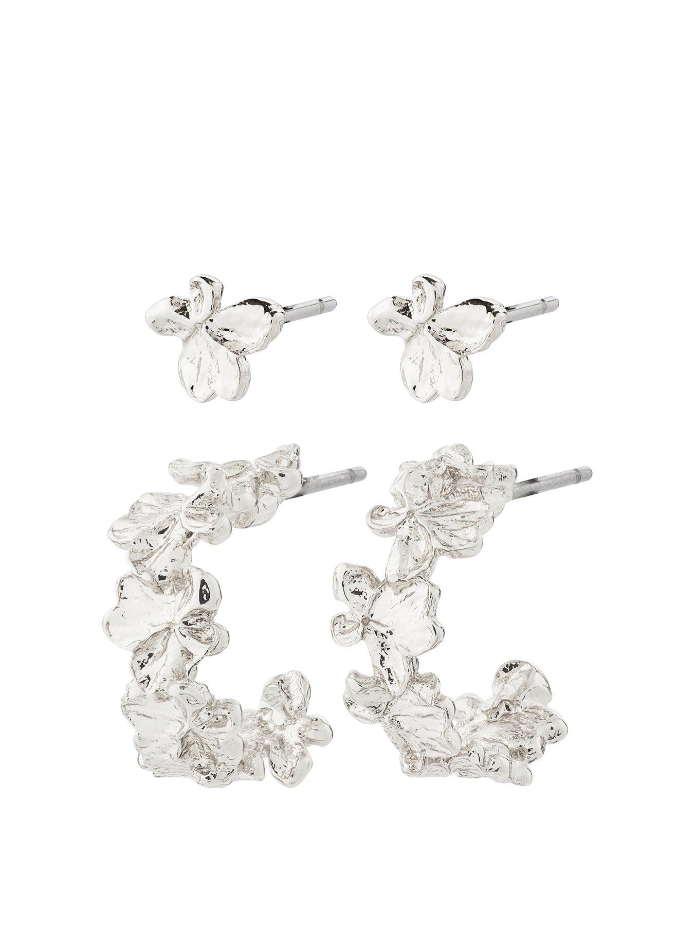undefined ZHURI earrings 2-in-1 set silver-plated